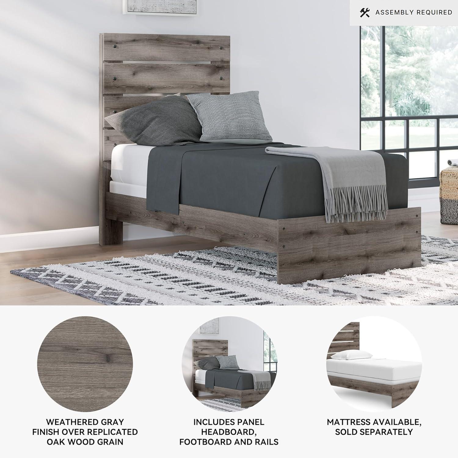 imageSignature Design by Ashley Urbanoore Rustic Panel Bed Foundation or Box Spring Needed Queen GrayPanel Bed