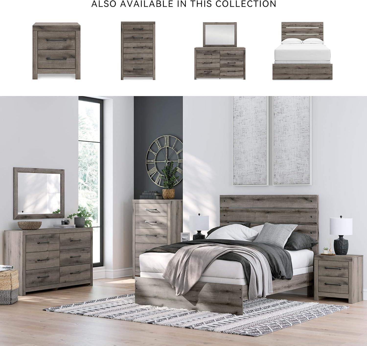 imageSignature Design by Ashley Urbanoore Rustic Panel Bed Foundation or Box Spring Needed Queen GrayPanel Bed