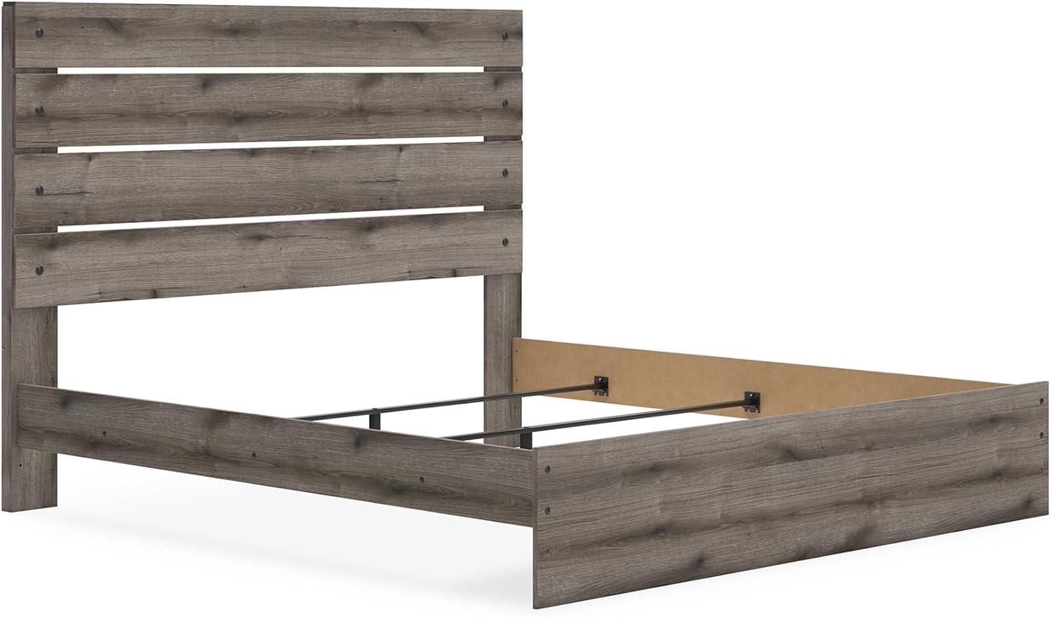 imageSignature Design by Ashley Urbanoore Rustic Panel Bed Foundation or Box Spring Needed Queen GrayPanel Bed