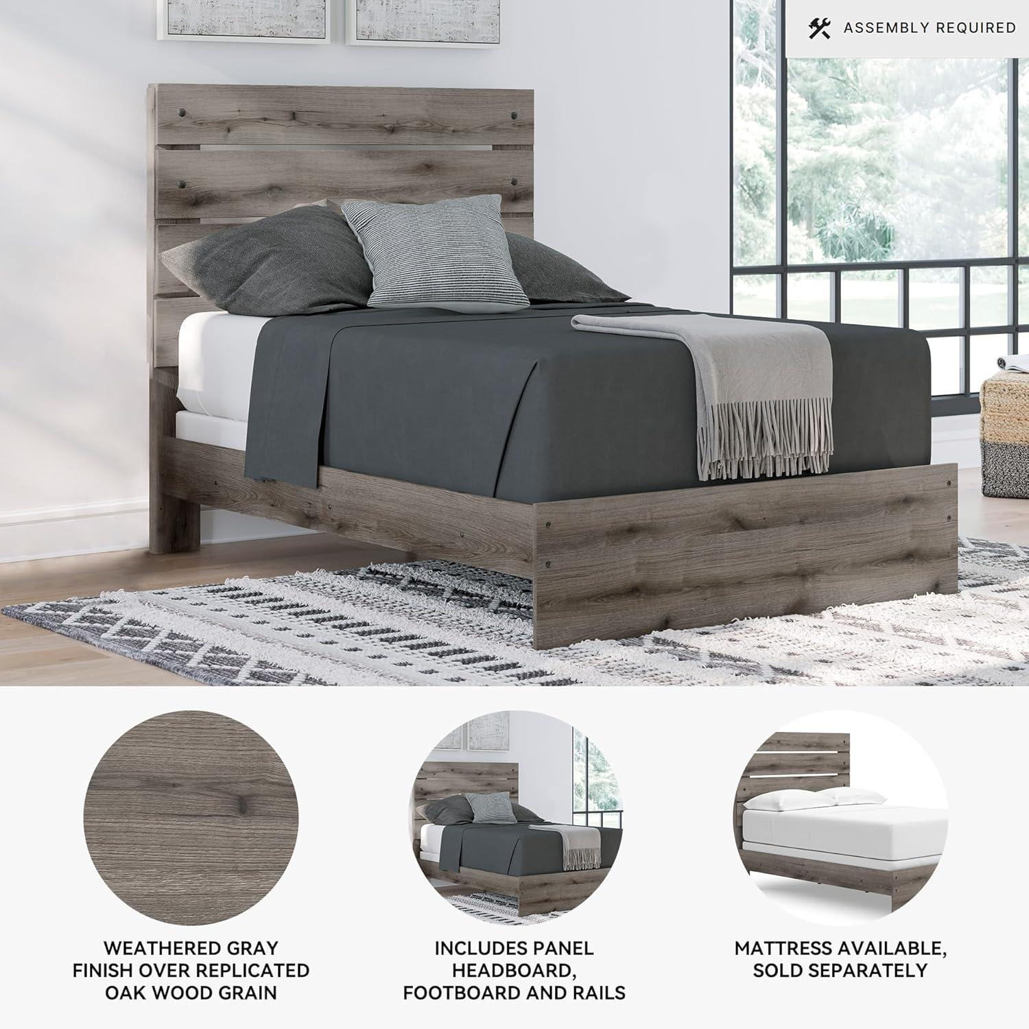 imageSignature Design by Ashley Urbanoore Rustic Panel Bed Foundation or Box Spring Needed Queen GrayPanel Bed