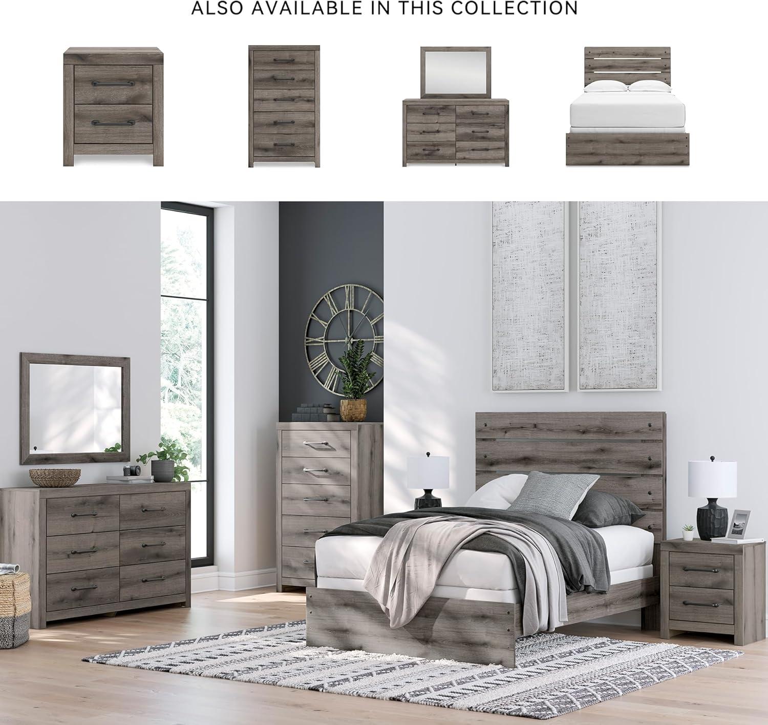 imageSignature Design by Ashley Urbanoore Rustic Panel Bed Foundation or Box Spring Needed Queen GrayPanel Bed