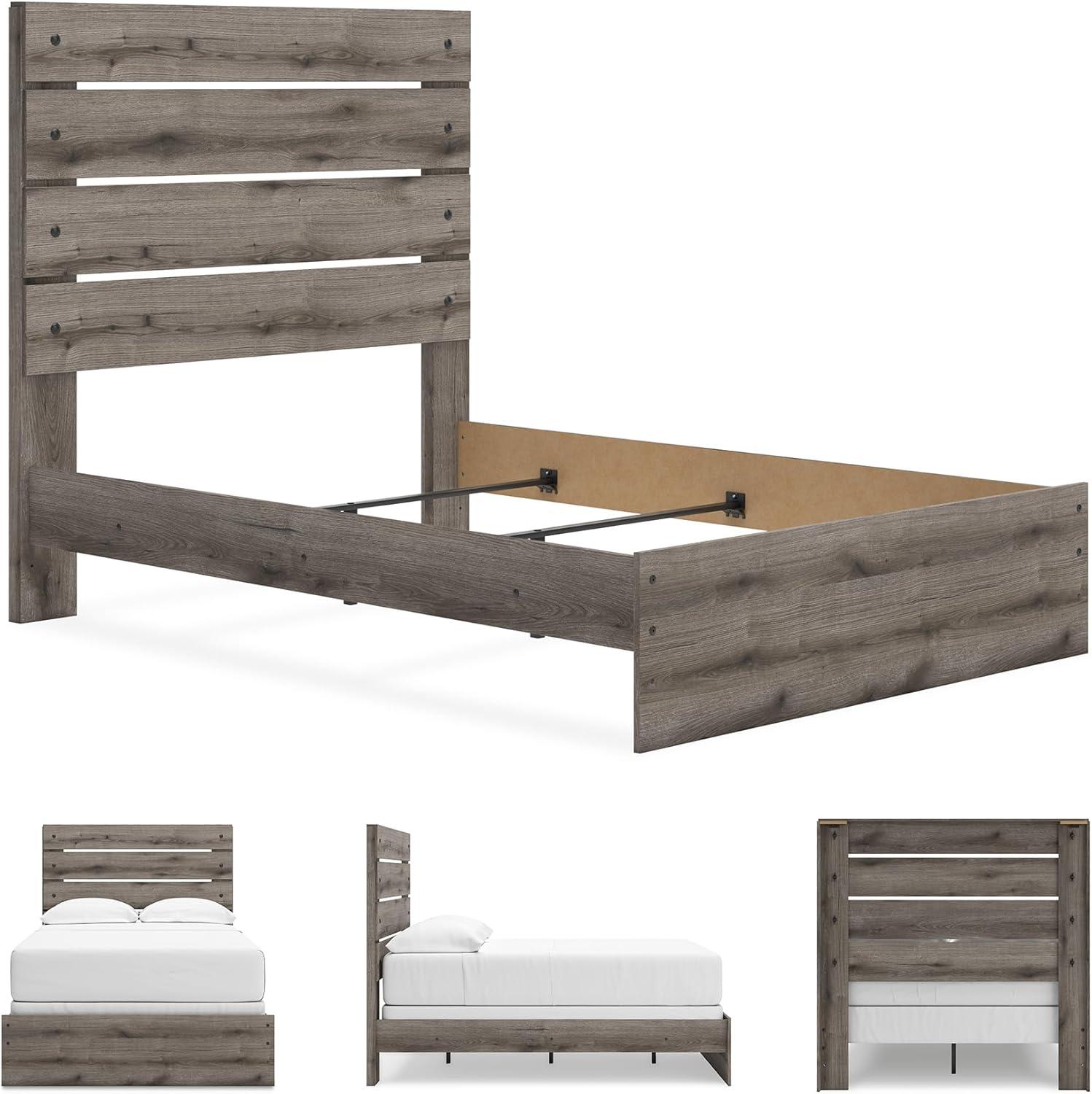 imageSignature Design by Ashley Urbanoore Rustic Panel Bed Foundation or Box Spring Needed Queen GrayPanel Bed