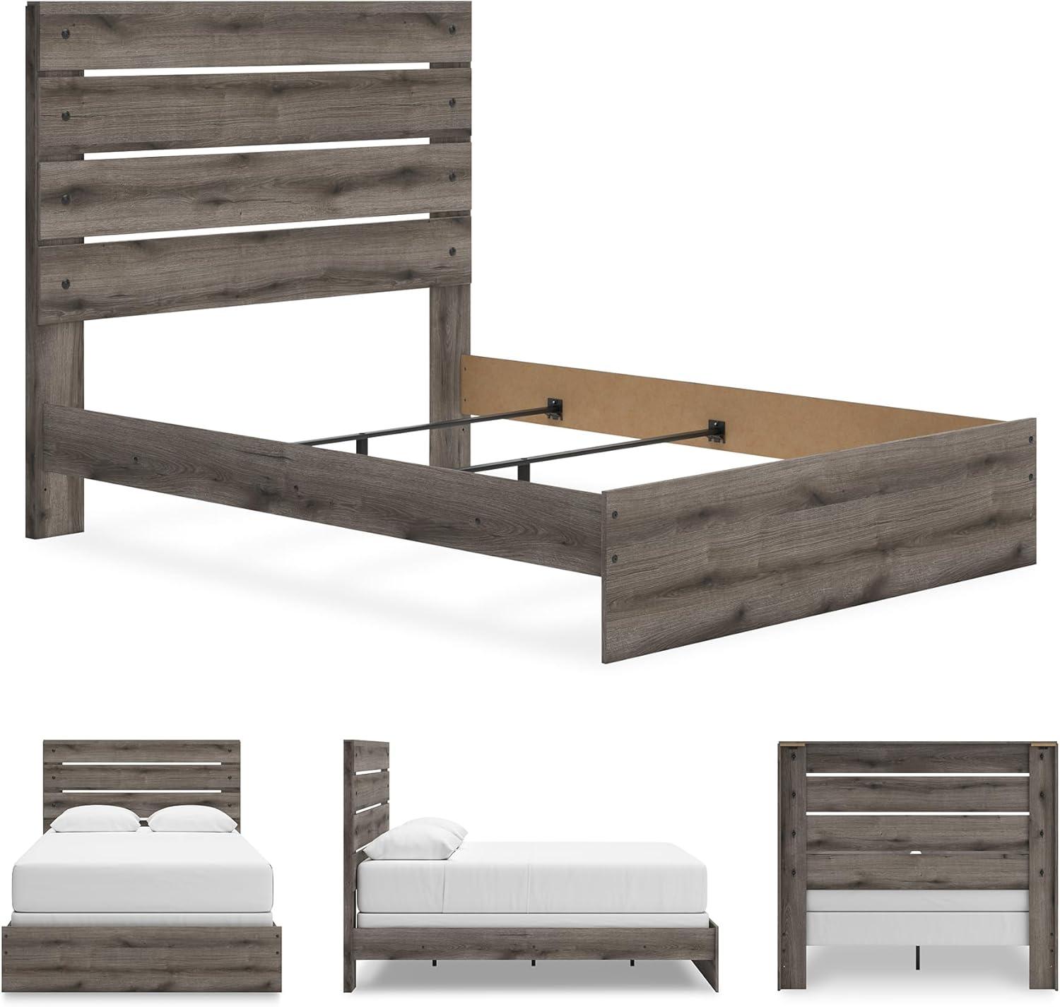 imageSignature Design by Ashley Urbanoore Rustic Panel Bed Foundation or Box Spring Needed Queen GrayPanel Bed