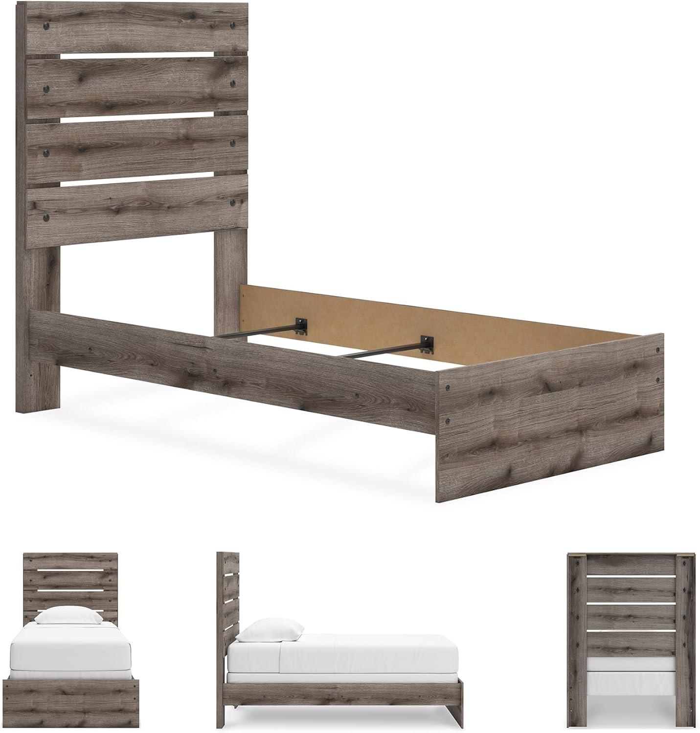 imageSignature Design by Ashley Urbanoore Rustic Panel Bed Foundation or Box Spring Needed Queen GrayPanel Bed