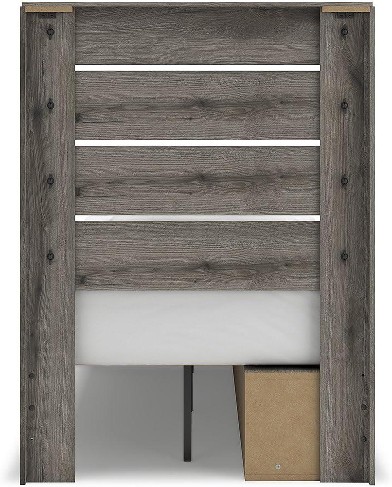 imageSignature Design by Ashley Urbanoore Rustic Panel Bed Foundation or Box Spring Needed Queen GrayPanel Storage Bed