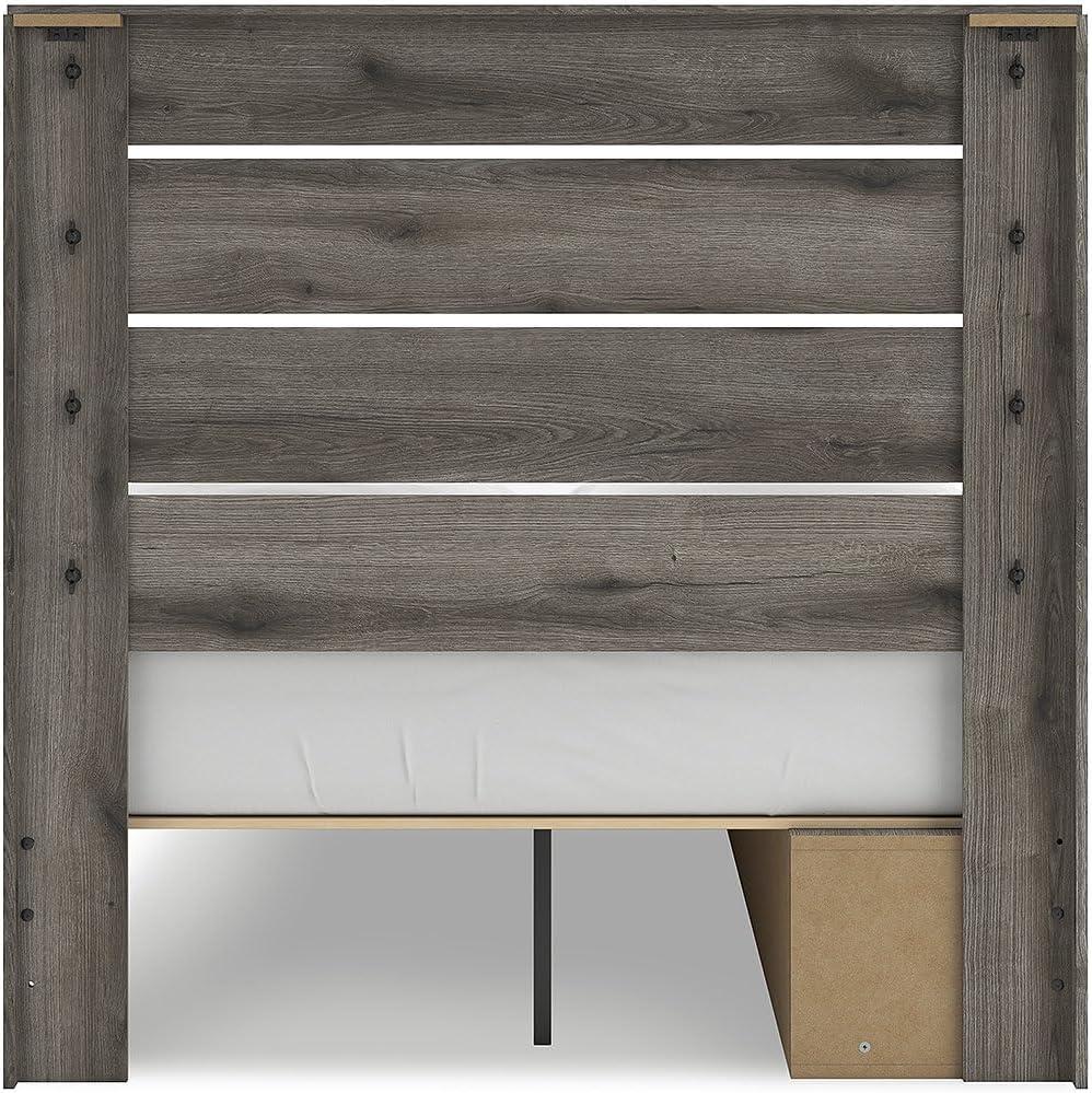 imageSignature Design by Ashley Urbanoore Rustic Panel Bed Foundation or Box Spring Needed Queen GrayPanel Storage Bed