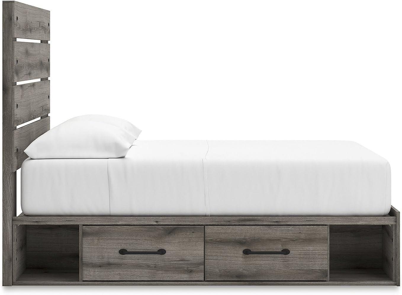 imageSignature Design by Ashley Urbanoore Rustic Panel Bed Foundation or Box Spring Needed Queen GrayPanel Storage Bed