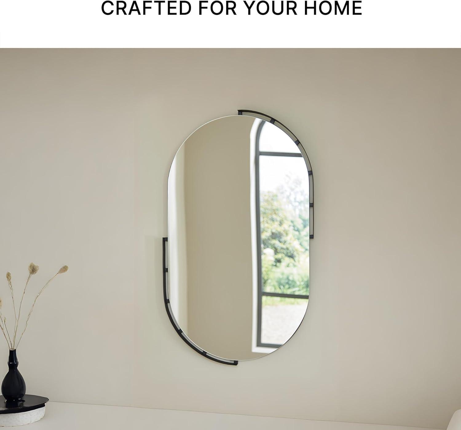 imageSignature Design by Ashley Valkings Modern Wall Mounted Metal Framed Accent Mirror Black