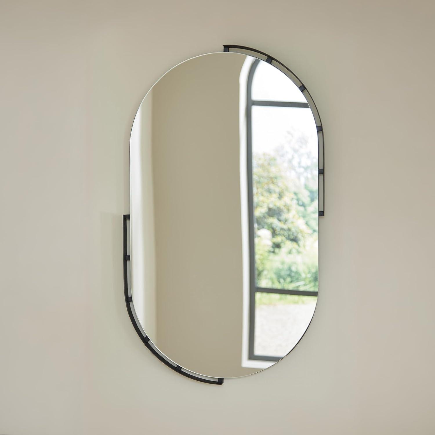 imageSignature Design by Ashley Valkings Modern Wall Mounted Metal Framed Accent Mirror Black