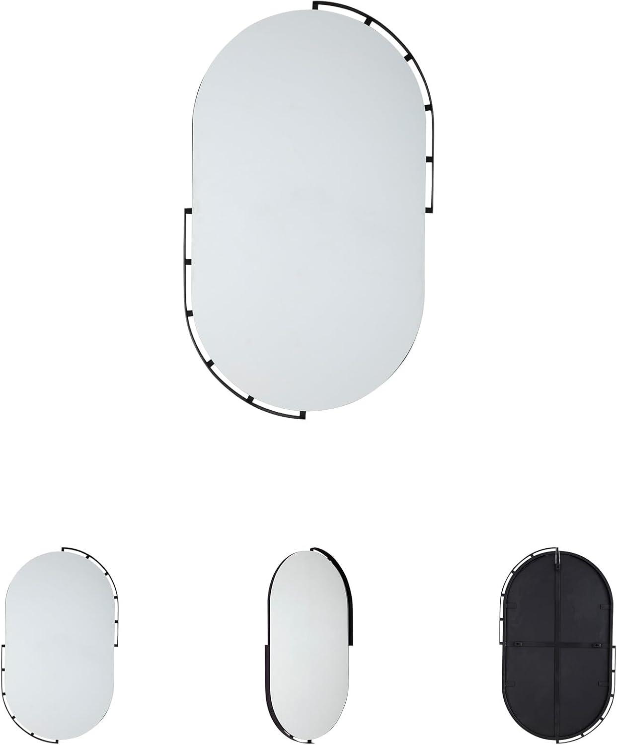 imageSignature Design by Ashley Valkings Modern Wall Mounted Metal Framed Accent Mirror Black
