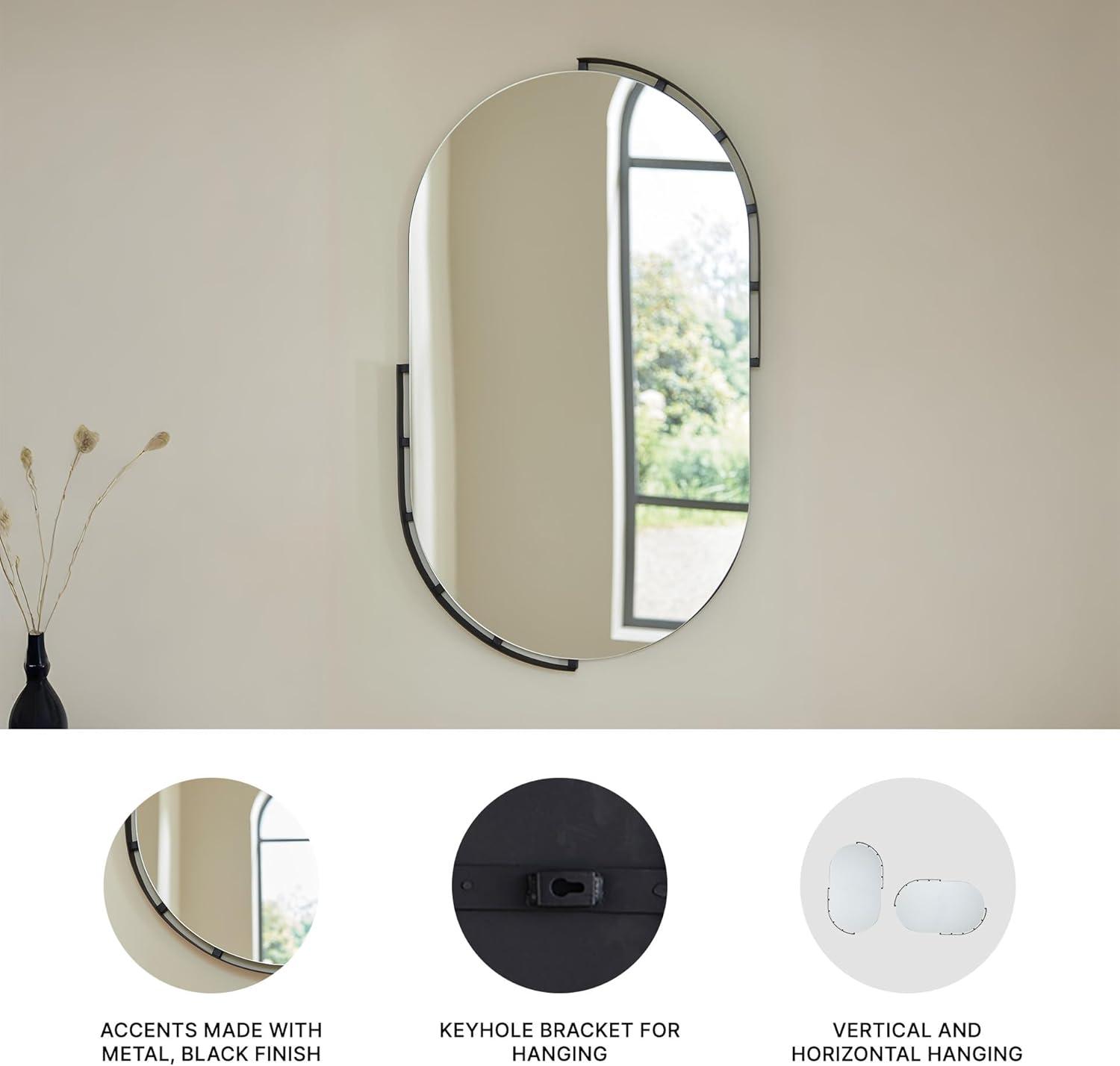 imageSignature Design by Ashley Valkings Modern Wall Mounted Metal Framed Accent Mirror Black