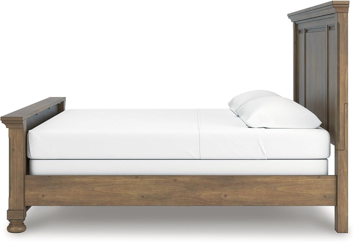 imageSignature Design by Ashley Vandenmore Traditional Panel Storage Bed Foundation or Box Spring Not Needed Queen Dark BrownKing Panel Bed