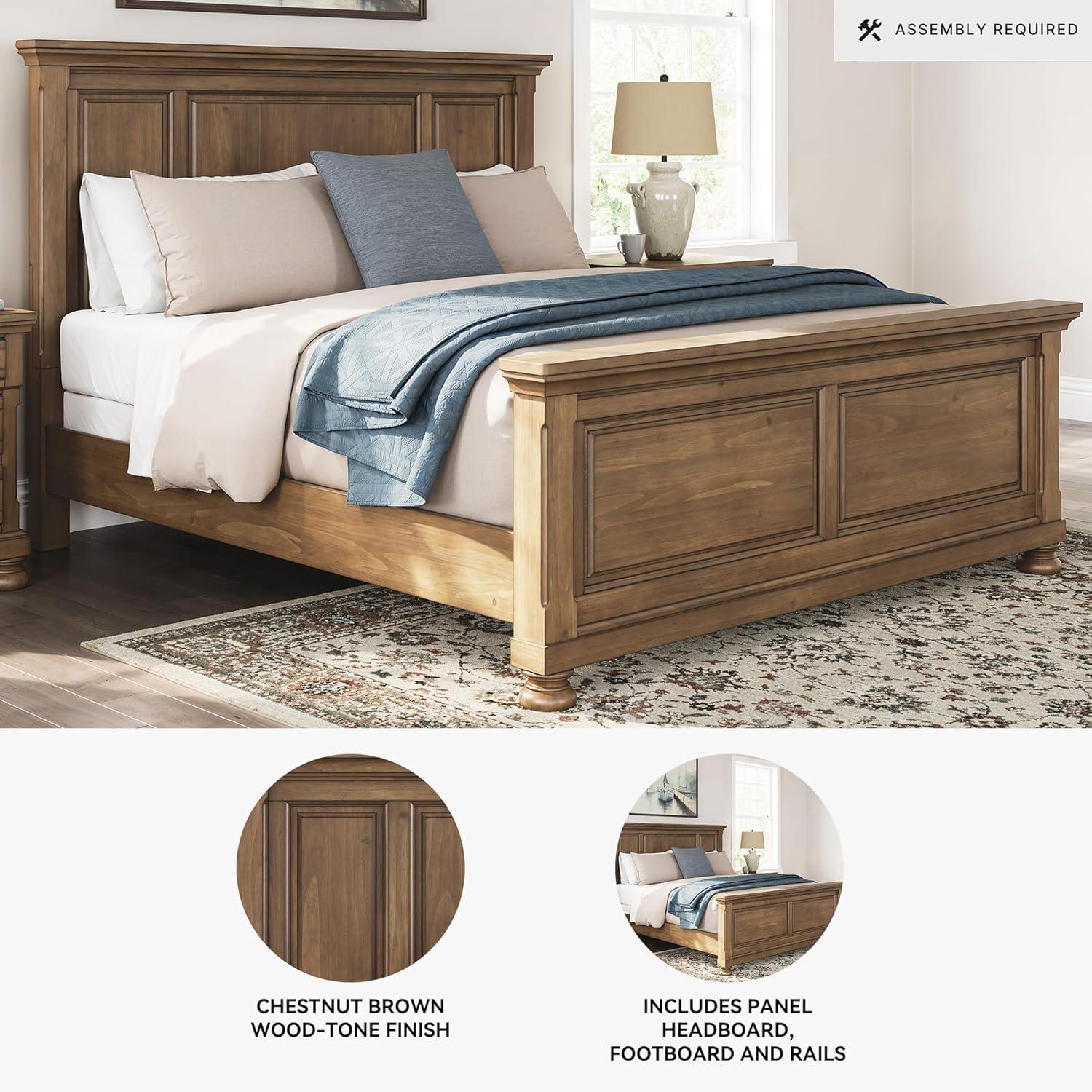 imageSignature Design by Ashley Vandenmore Traditional Panel Storage Bed Foundation or Box Spring Not Needed Queen Dark BrownKing Panel Bed