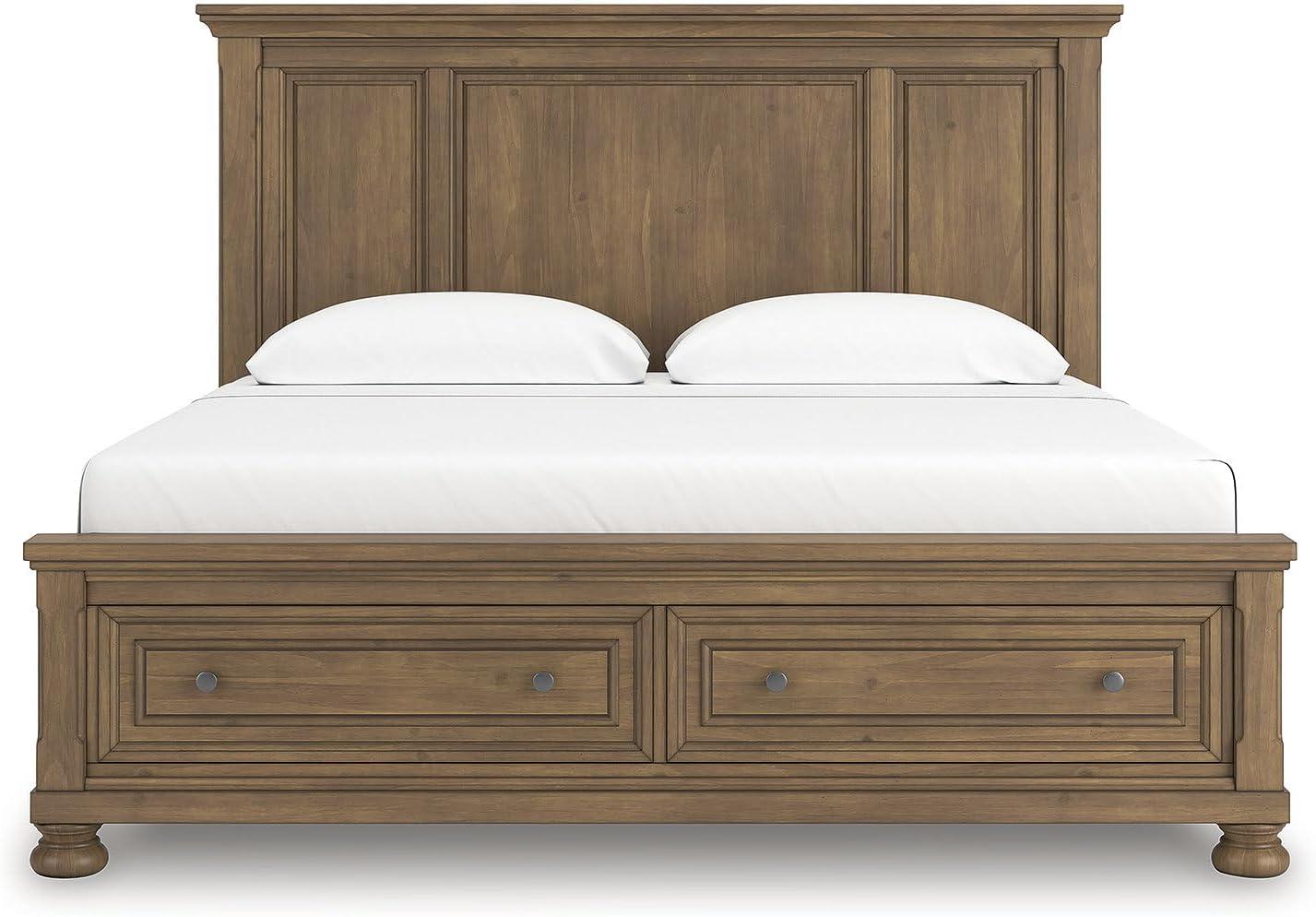 imageSignature Design by Ashley Vandenmore Traditional Panel Storage Bed Foundation or Box Spring Not Needed Queen Dark BrownKing Panel Storage Bed