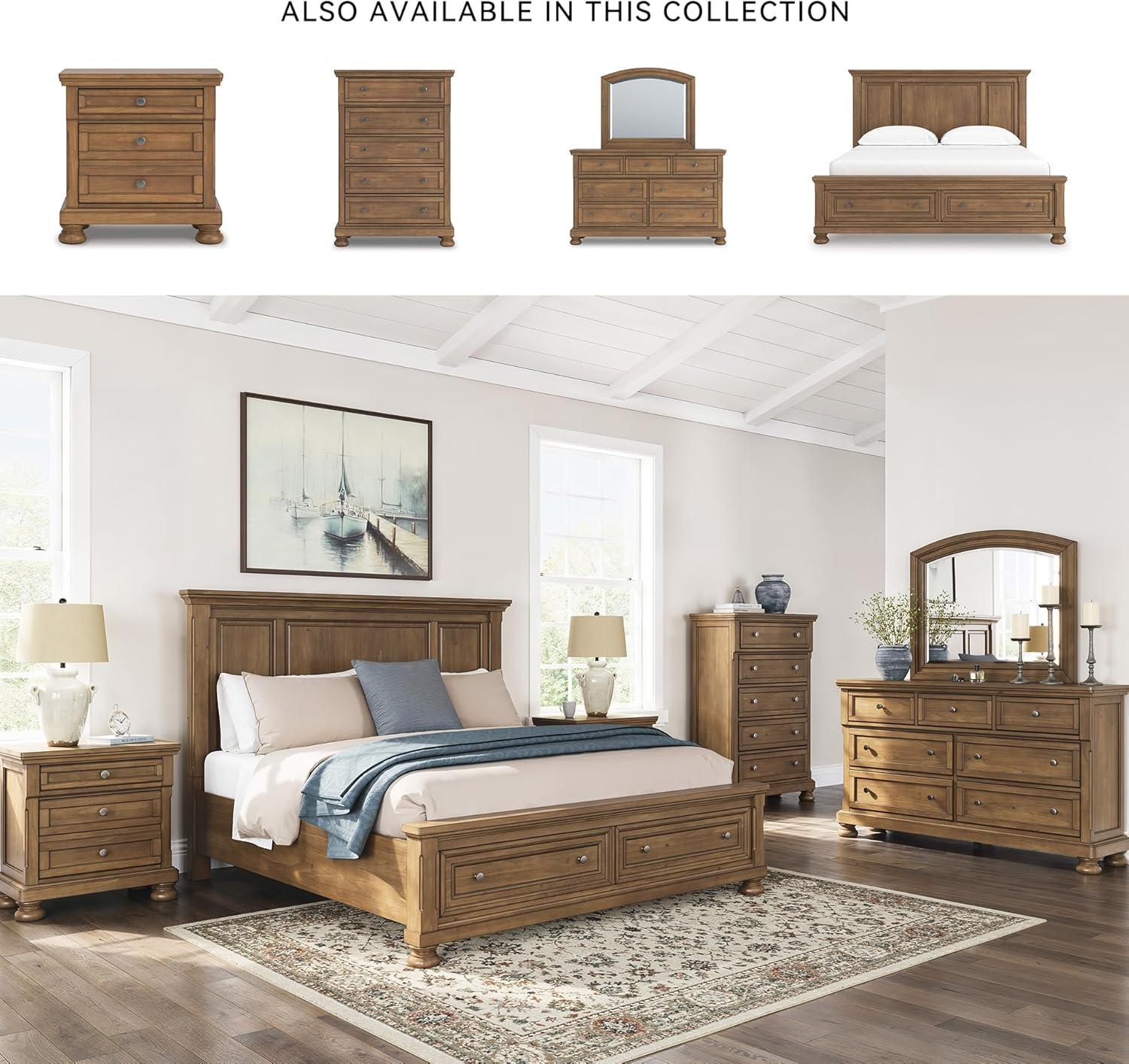 imageSignature Design by Ashley Vandenmore Traditional Panel Storage Bed Foundation or Box Spring Not Needed Queen Dark BrownKing Panel Storage Bed