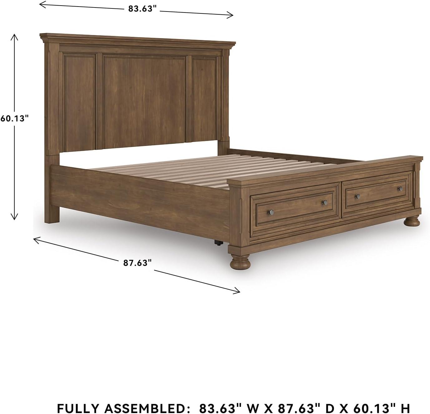 imageSignature Design by Ashley Vandenmore Traditional Panel Storage Bed Foundation or Box Spring Not Needed Queen Dark BrownKing Panel Storage Bed