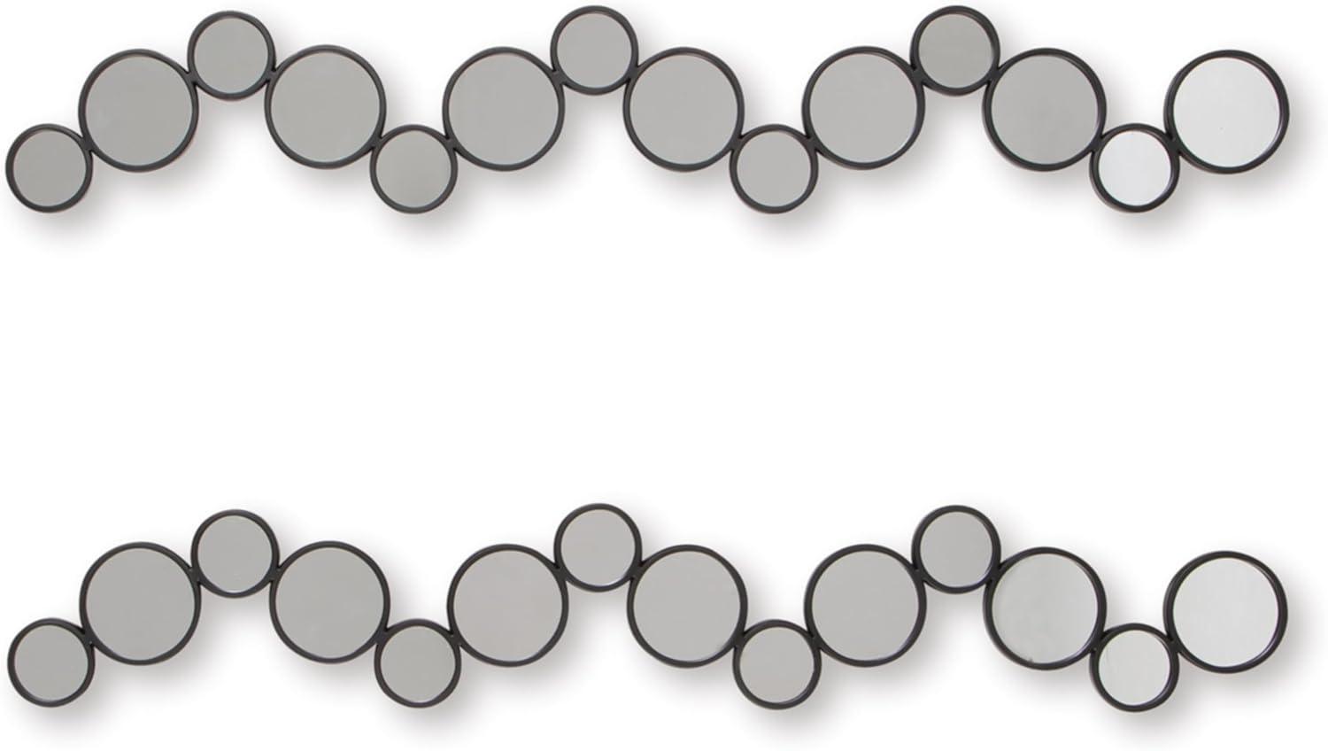 imageSignature Design by Ashley Vinler Modern Wall Mounted Metal Framed Accent Mirror Set Set of 2 Black