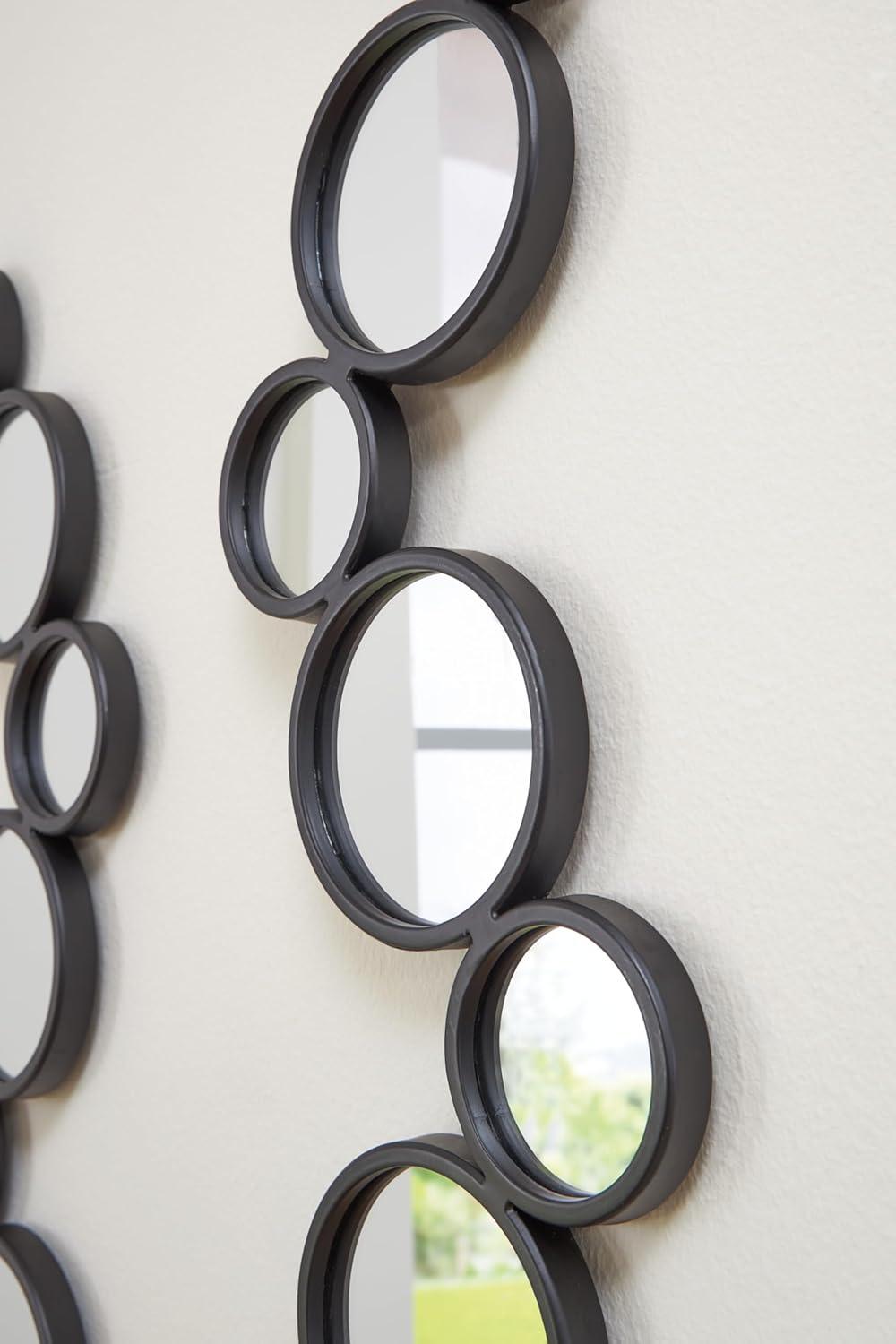 imageSignature Design by Ashley Vinler Modern Wall Mounted Metal Framed Accent Mirror Set Set of 2 Black