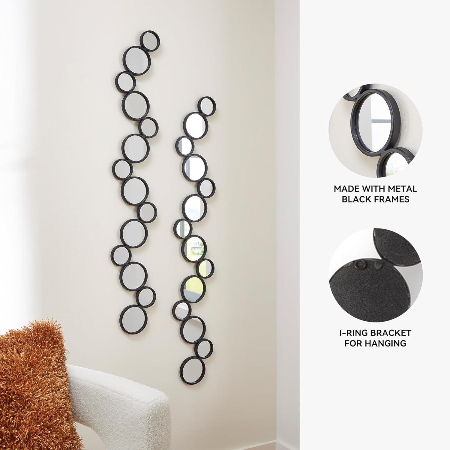 imageSignature Design by Ashley Vinler Modern Wall Mounted Metal Framed Accent Mirror Set Set of 2 Black