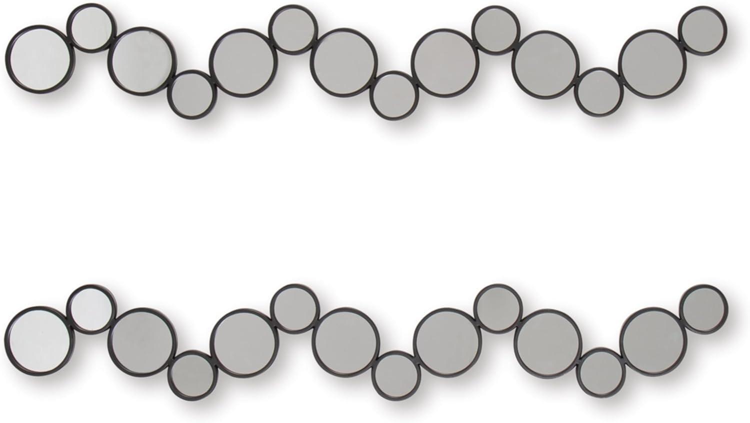 imageSignature Design by Ashley Vinler Modern Wall Mounted Metal Framed Accent Mirror Set Set of 2 Black