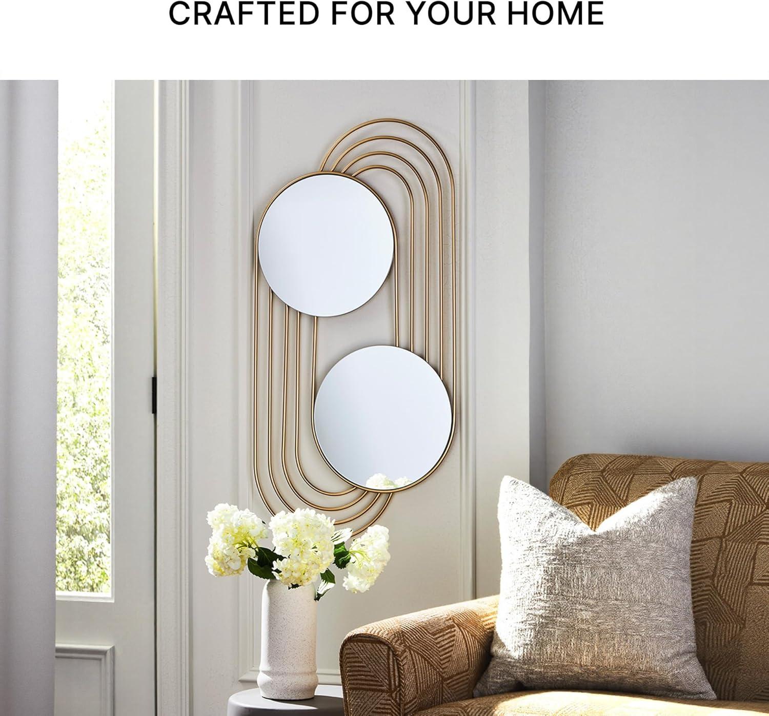imageSignature Design by Ashley Warrenley Contemporary Wall Mounted Accent Mirror with Metal Frame Metallic