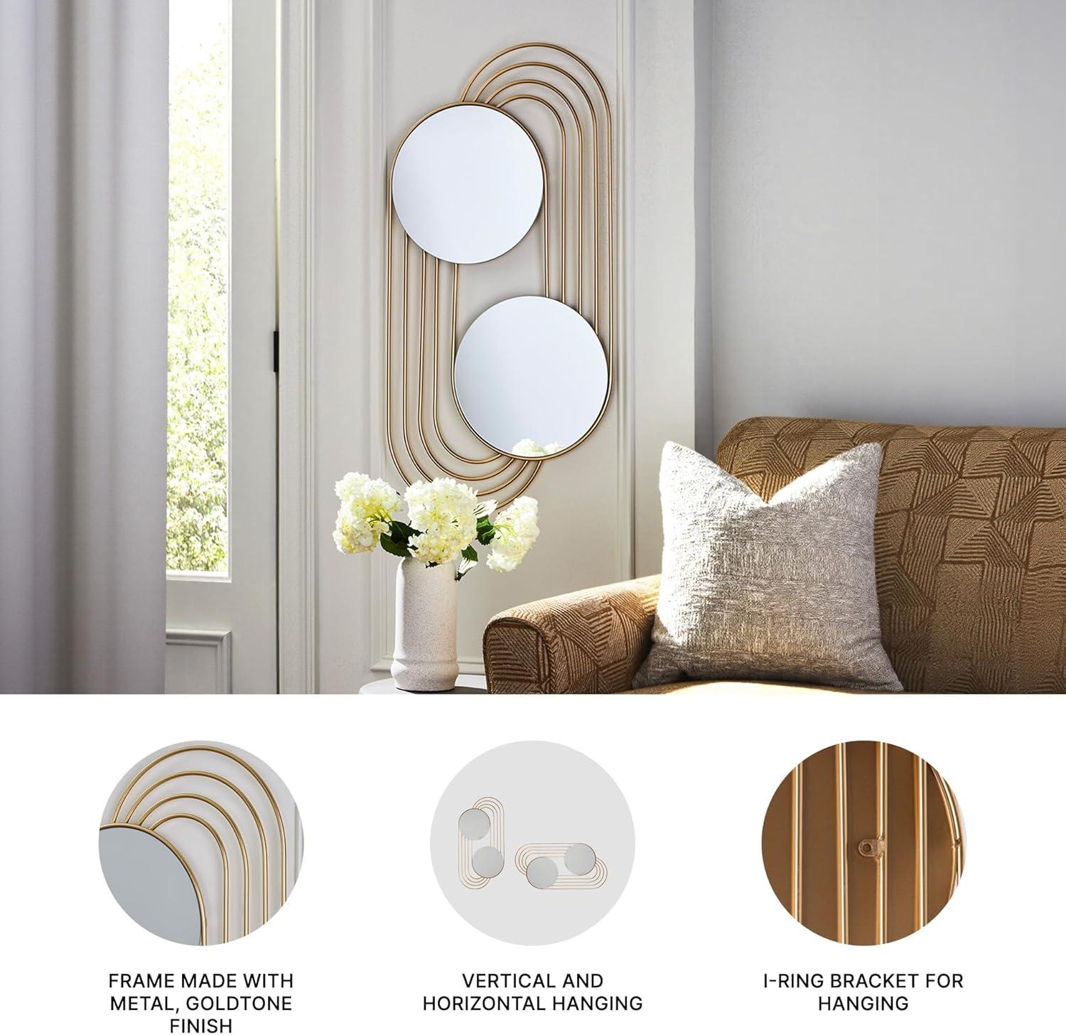 imageSignature Design by Ashley Warrenley Contemporary Wall Mounted Accent Mirror with Metal Frame Metallic