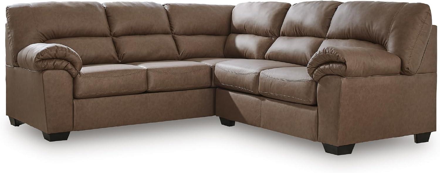 imageSignature Design by Ashley Whitlock LShape LeftArm Facing Contemporary Faux Leather 3Piece Sectional with Removable Cushion Dark BrownCaramel