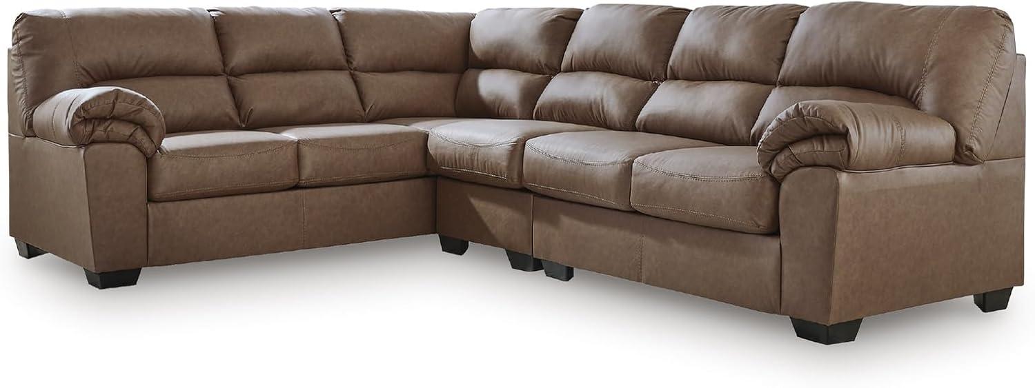 imageSignature Design by Ashley Whitlock LShape LeftArm Facing Contemporary Faux Leather 3Piece Sectional with Removable Cushion Dark BrownCaramel