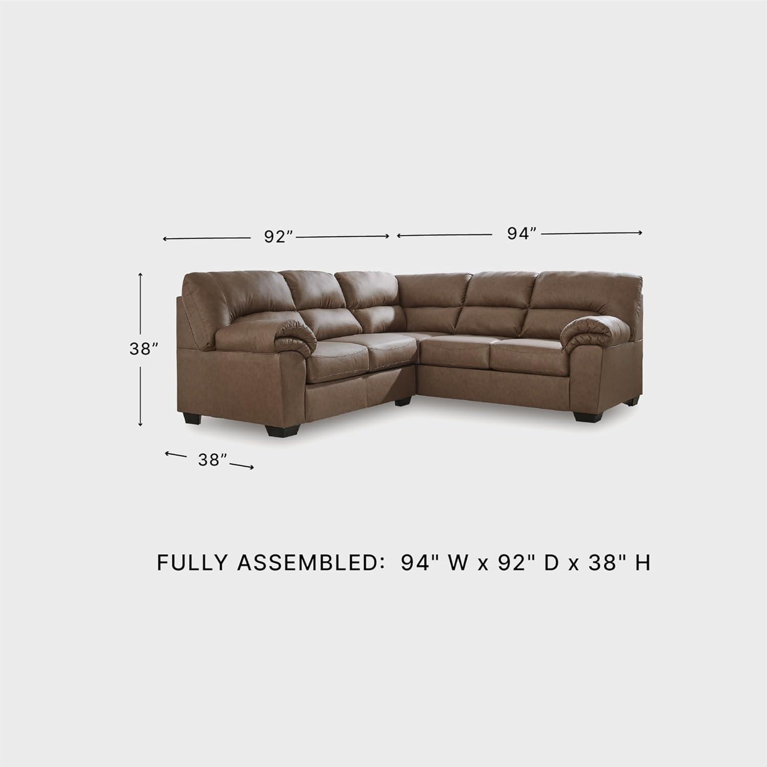 imageSignature Design by Ashley Whitlock LShape LeftArm Facing Contemporary Faux Leather 3Piece Sectional with Removable Cushion Dark BrownCaramel