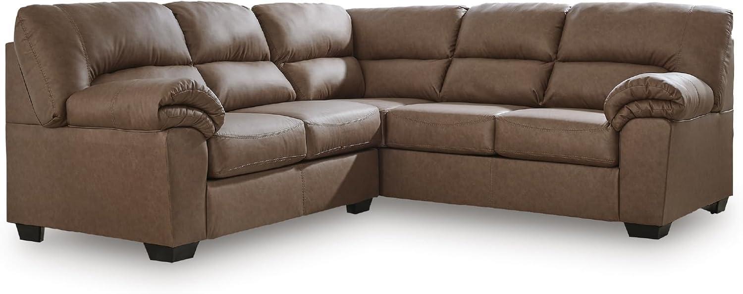 imageSignature Design by Ashley Whitlock LShape LeftArm Facing Contemporary Faux Leather 3Piece Sectional with Removable Cushion Dark BrownCaramel