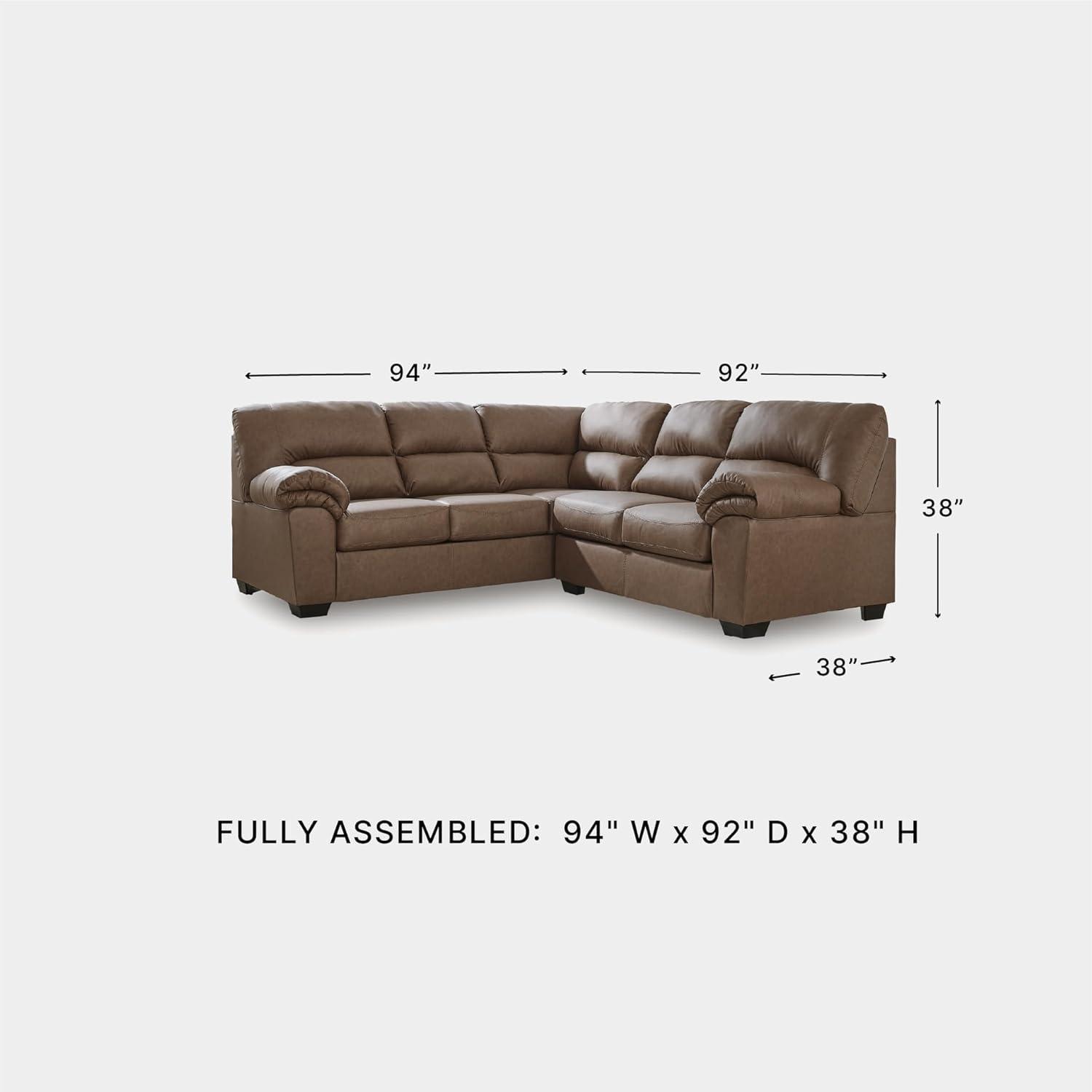 imageSignature Design by Ashley Whitlock LShape LeftArm Facing Contemporary Faux Leather 3Piece Sectional with Removable Cushion Dark BrownCaramel