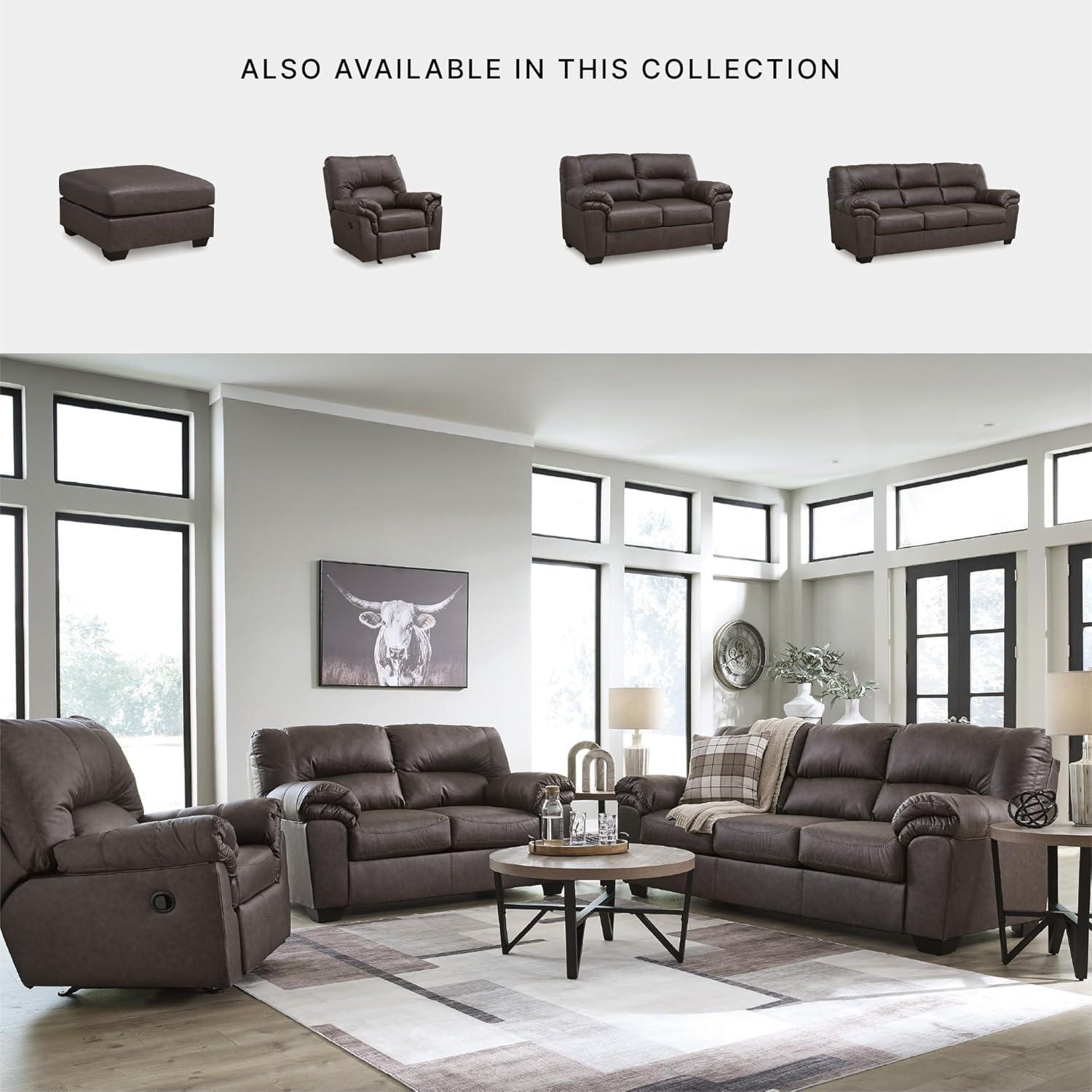 imageSignature Design by Ashley Whitlock LShape LeftArm Facing Contemporary Faux Leather 3Piece Sectional with Removable Cushion Dark BrownUmber