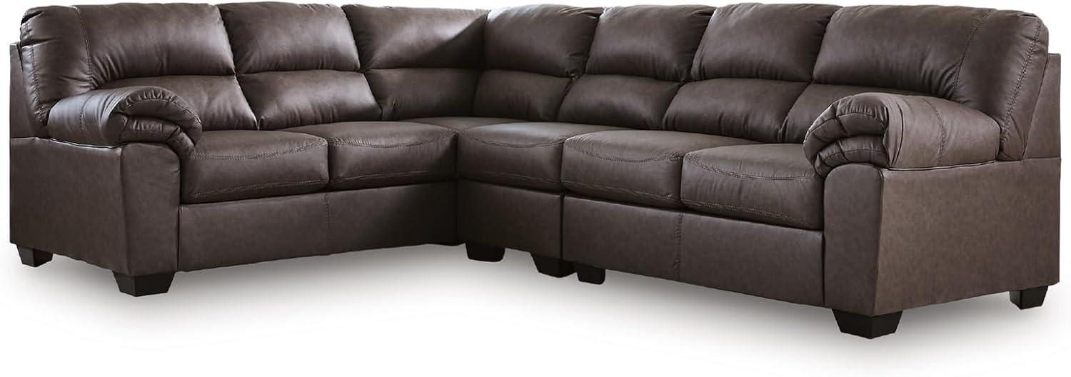 imageSignature Design by Ashley Whitlock LShape LeftArm Facing Contemporary Faux Leather 3Piece Sectional with Removable Cushion Dark BrownUmber