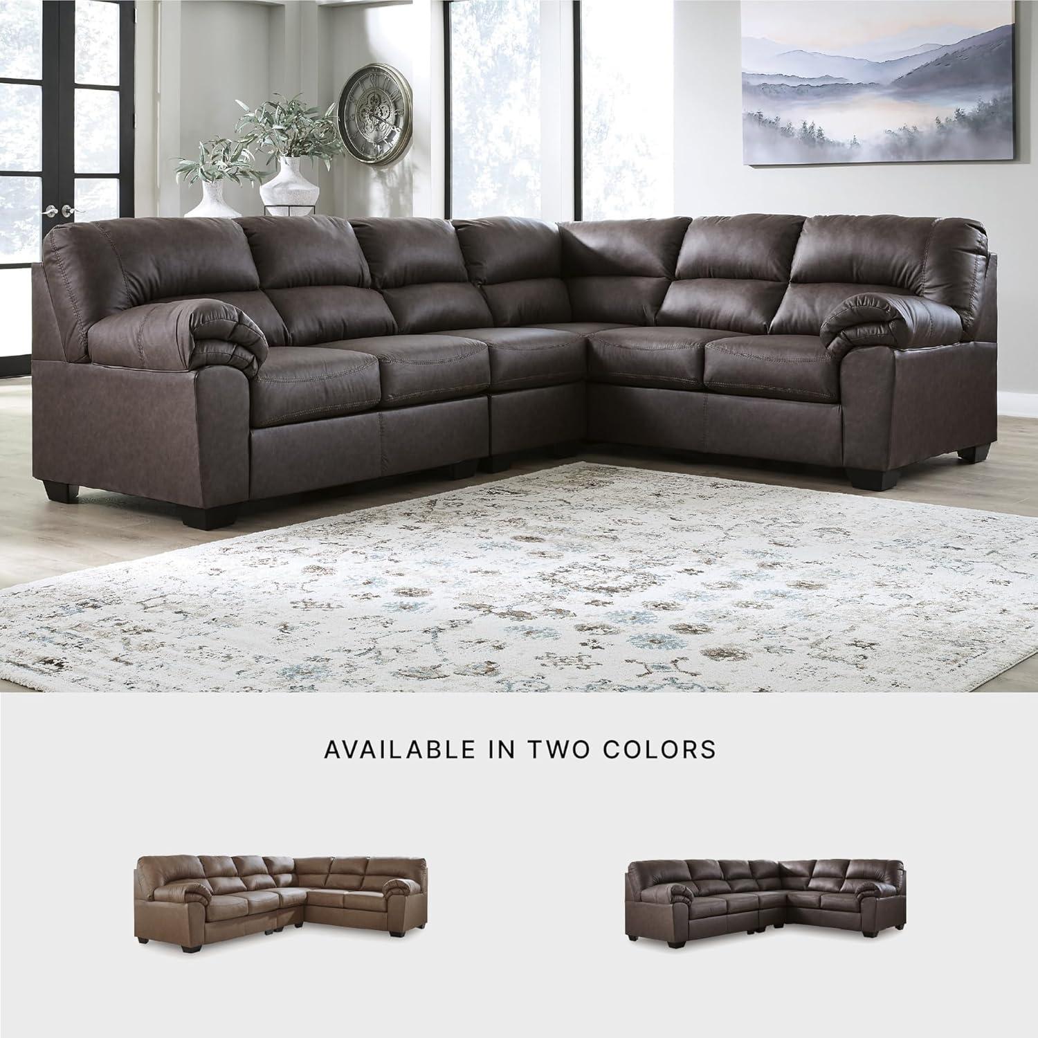 imageSignature Design by Ashley Whitlock LShape LeftArm Facing Contemporary Faux Leather 3Piece Sectional with Removable Cushion Dark BrownUmber