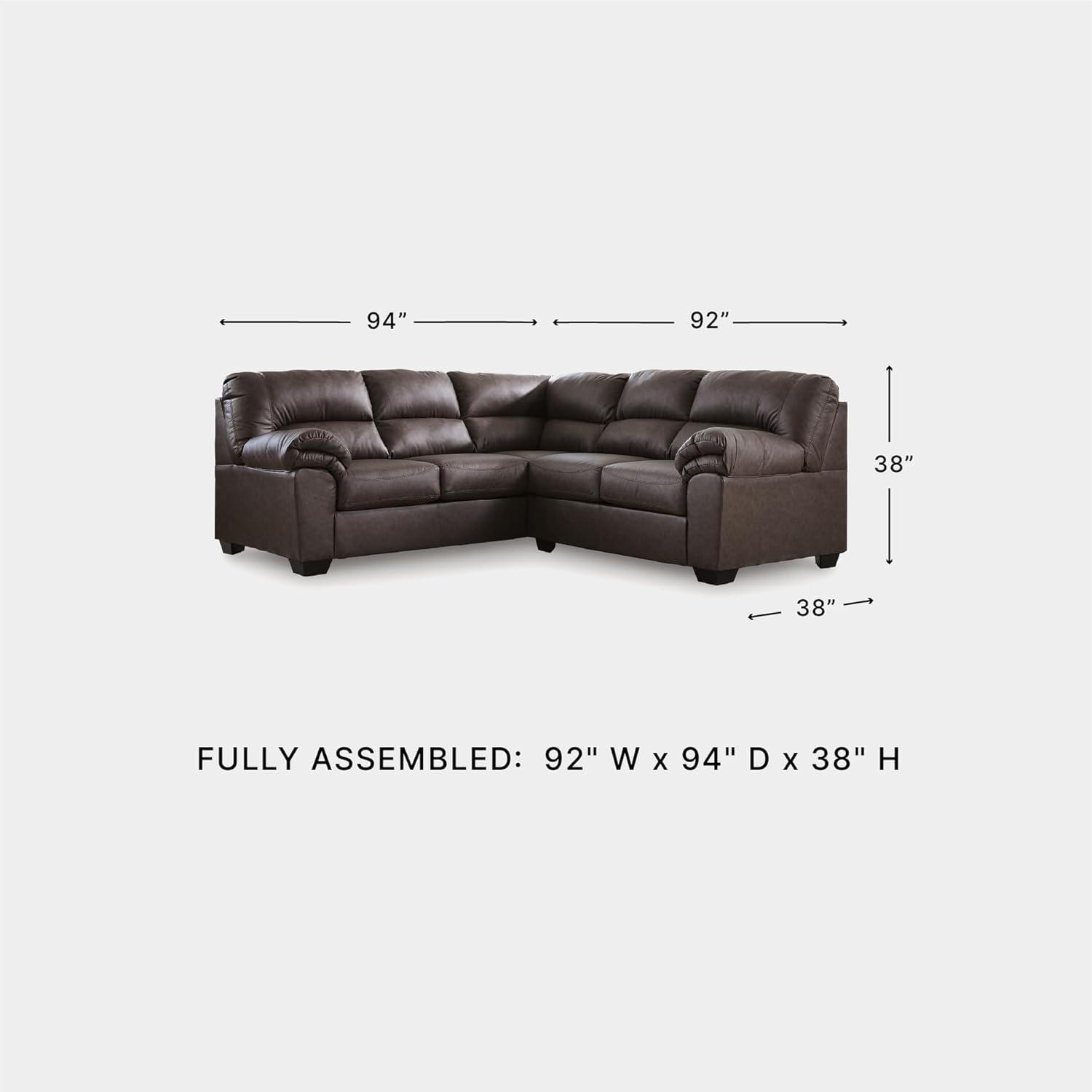 imageSignature Design by Ashley Whitlock LShape LeftArm Facing Contemporary Faux Leather 3Piece Sectional with Removable Cushion Dark BrownUmber