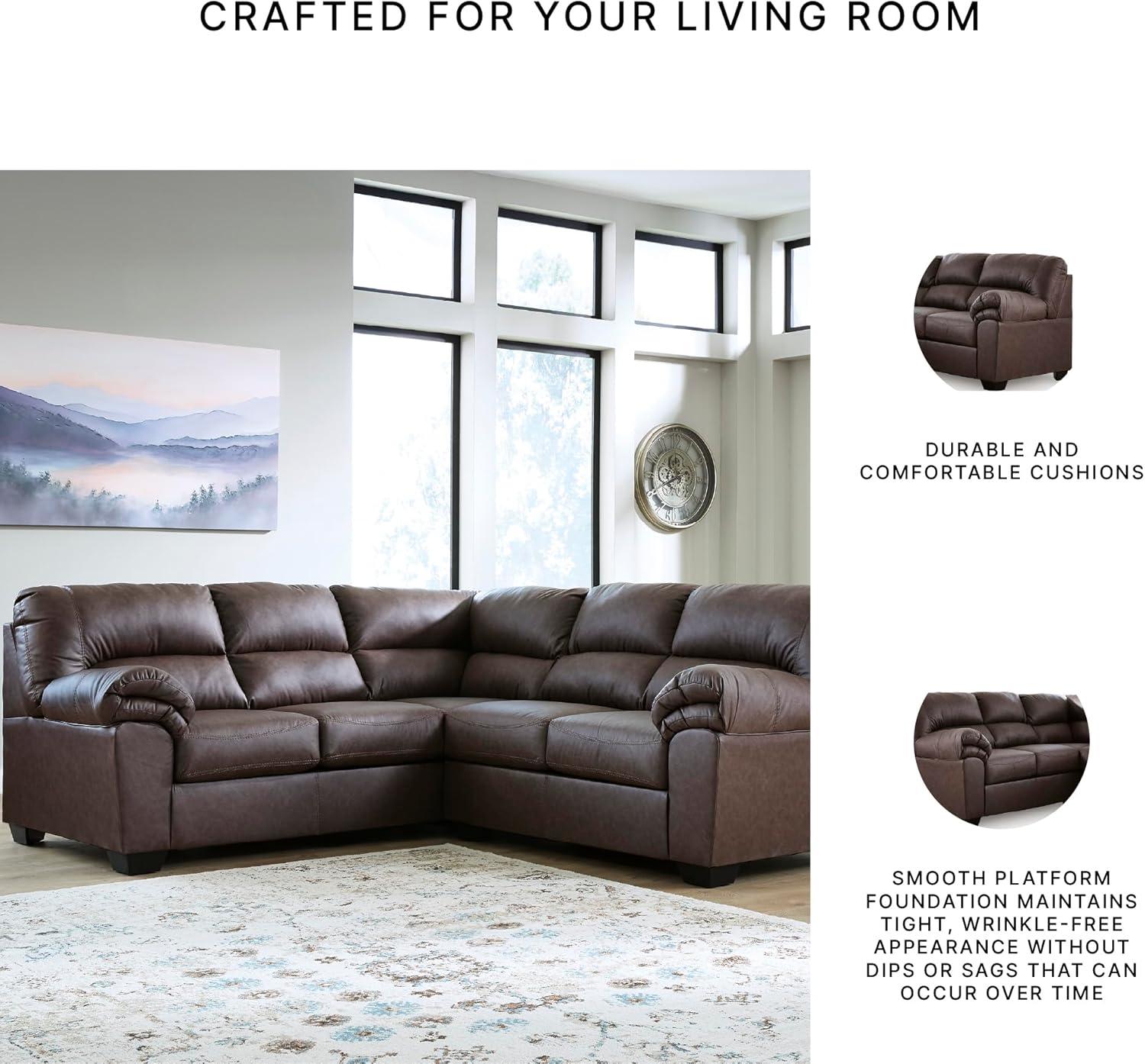 imageSignature Design by Ashley Whitlock LShape LeftArm Facing Contemporary Faux Leather 3Piece Sectional with Removable Cushion Dark BrownUmber
