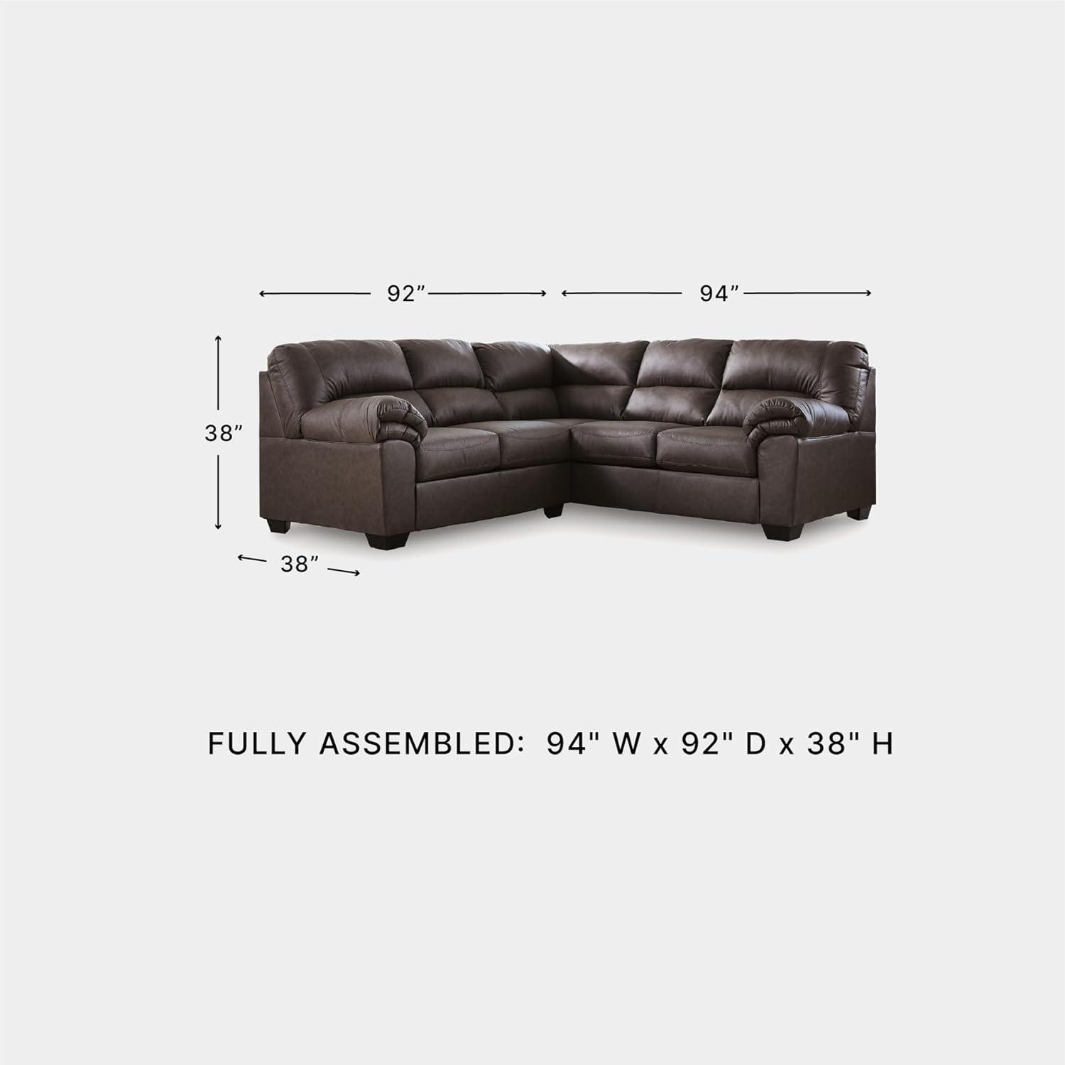 imageSignature Design by Ashley Whitlock LShape LeftArm Facing Contemporary Faux Leather 3Piece Sectional with Removable Cushion Dark BrownUmber