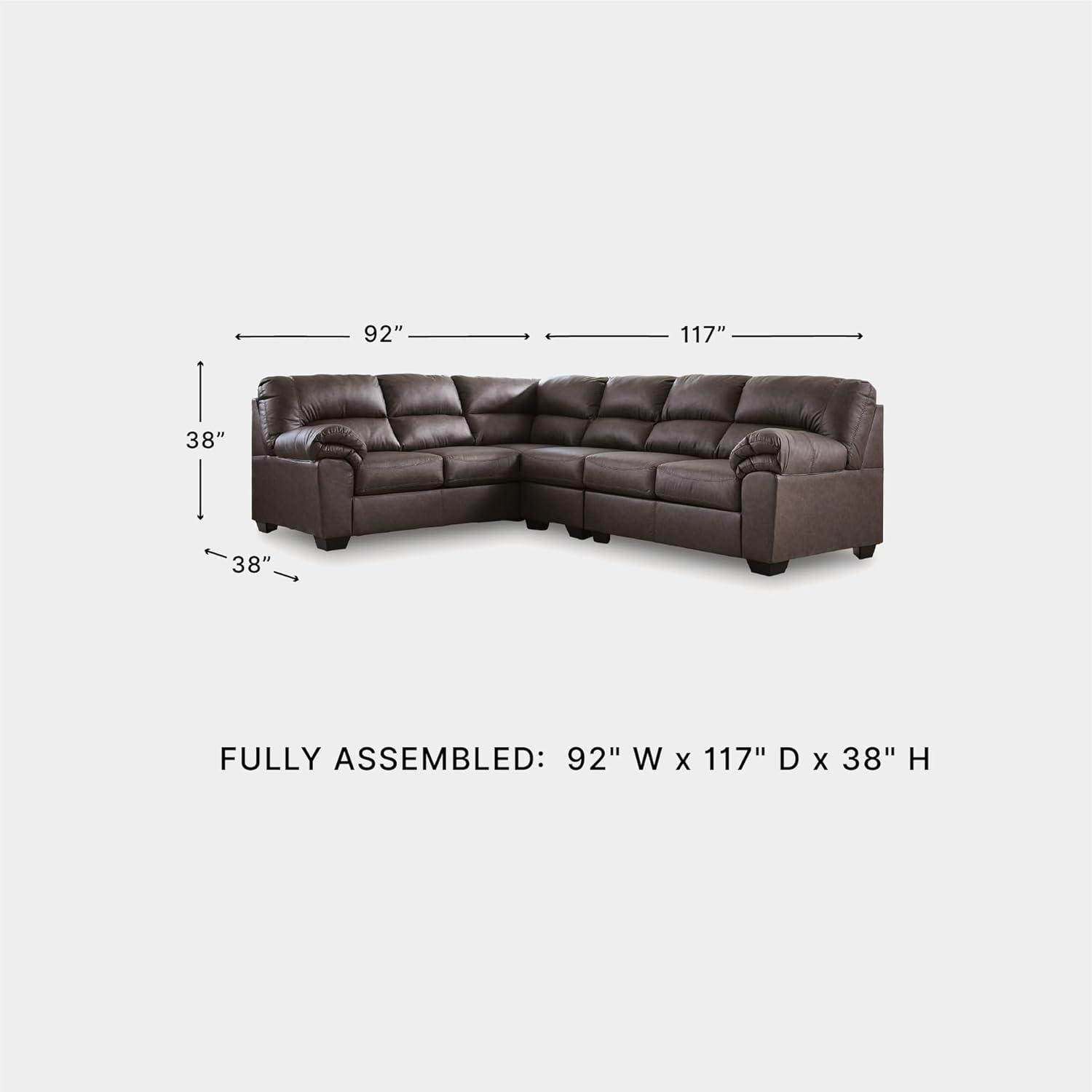 imageSignature Design by Ashley Whitlock LShape LeftArm Facing Contemporary Faux Leather 3Piece Sectional with Removable Cushion Dark BrownUmber