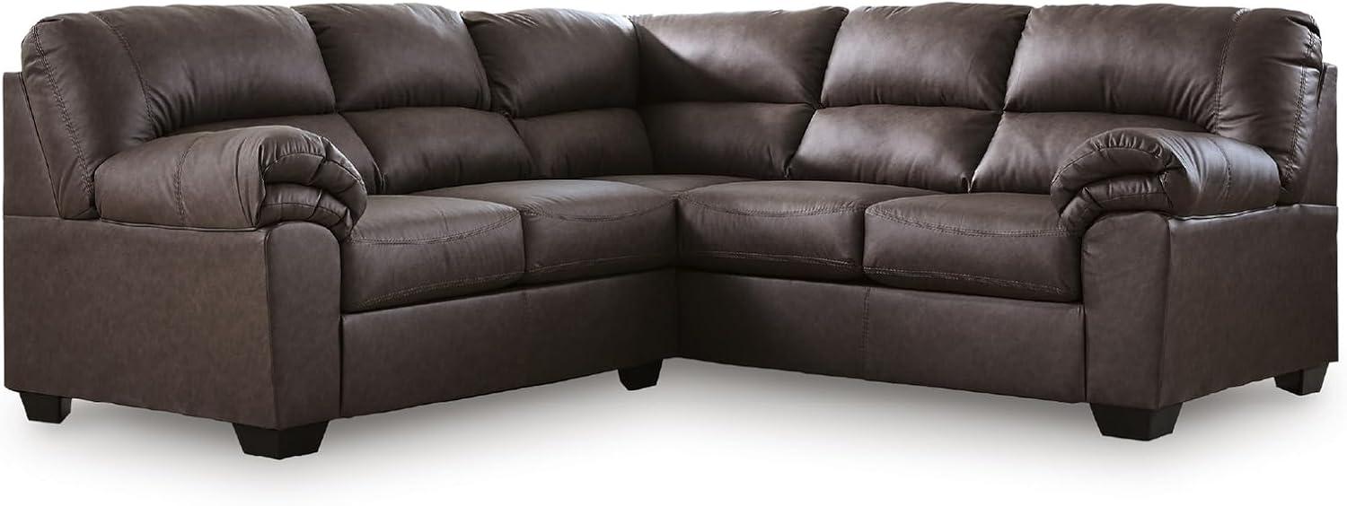 imageSignature Design by Ashley Whitlock LShape LeftArm Facing Contemporary Faux Leather 3Piece Sectional with Removable Cushion Dark BrownUmber
