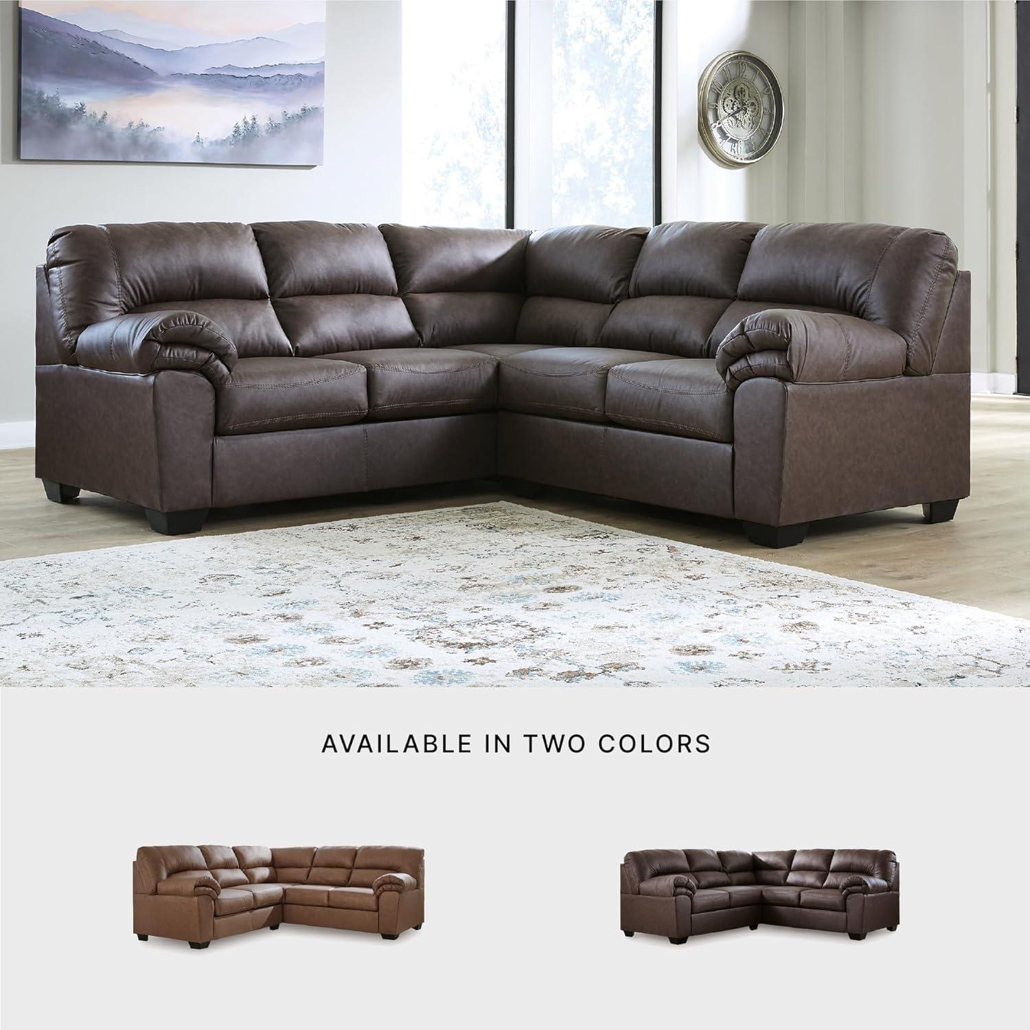 imageSignature Design by Ashley Whitlock LShape LeftArm Facing Contemporary Faux Leather 3Piece Sectional with Removable Cushion Dark BrownUmber