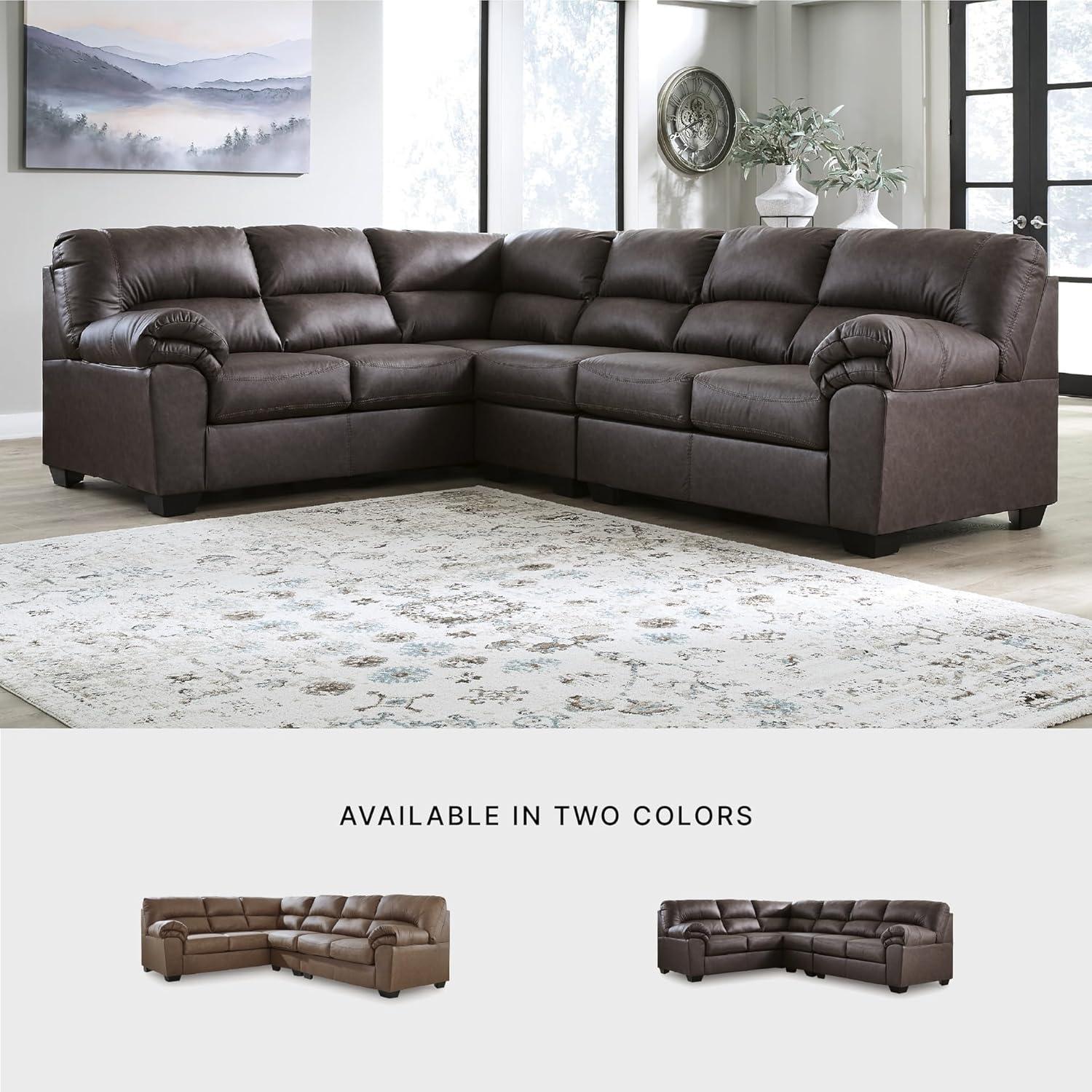 imageSignature Design by Ashley Whitlock LShape LeftArm Facing Contemporary Faux Leather 3Piece Sectional with Removable Cushion Dark BrownUmber