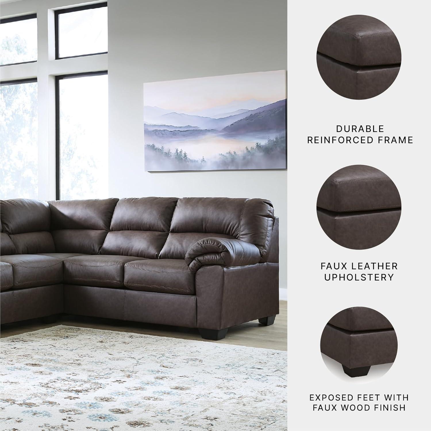 imageSignature Design by Ashley Whitlock LShape LeftArm Facing Contemporary Faux Leather 3Piece Sectional with Removable Cushion Dark BrownUmber