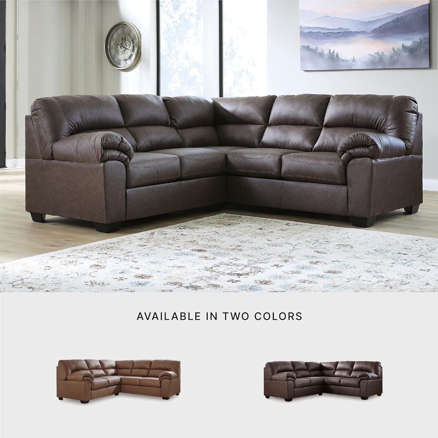 imageSignature Design by Ashley Whitlock LShape LeftArm Facing Contemporary Faux Leather 3Piece Sectional with Removable Cushion Dark BrownUmber