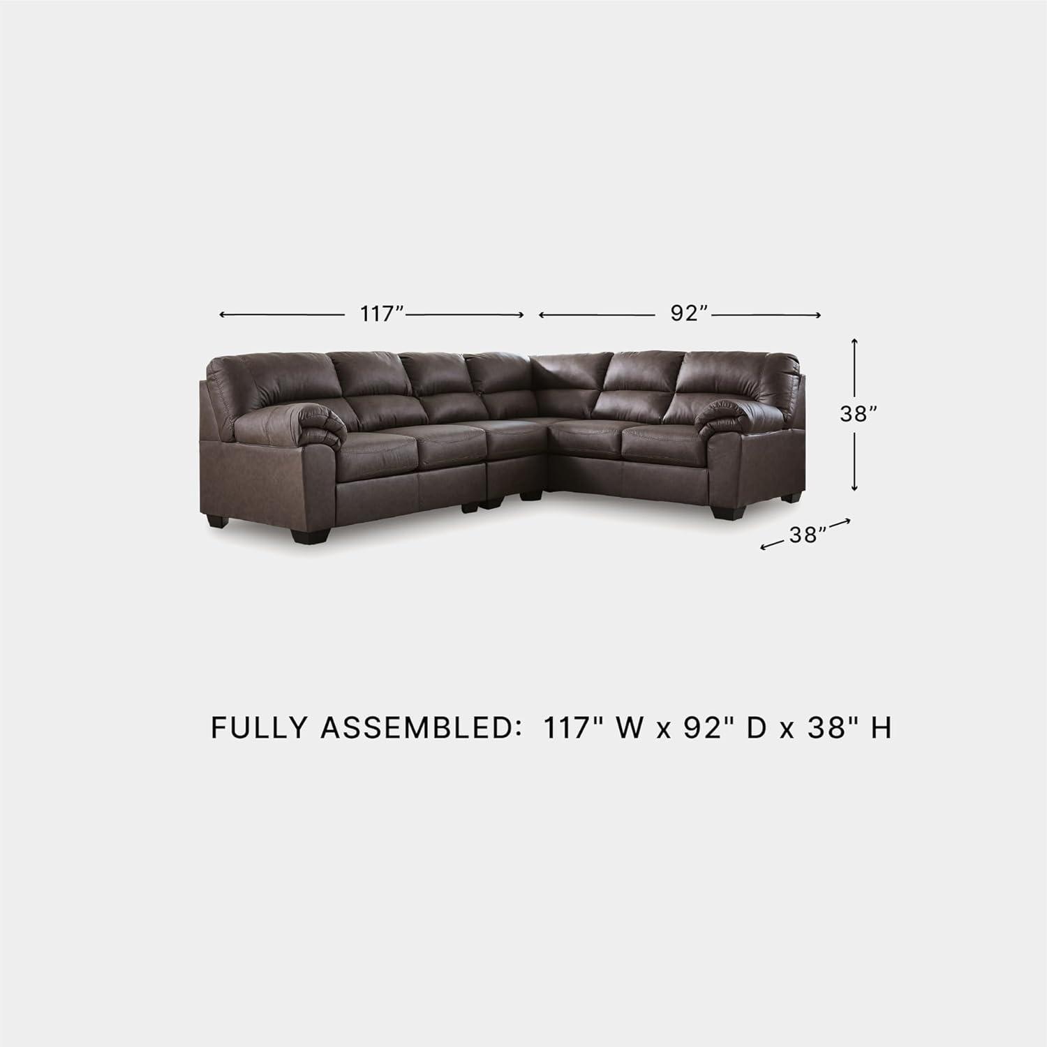 imageSignature Design by Ashley Whitlock LShape LeftArm Facing Contemporary Faux Leather 3Piece Sectional with Removable Cushion Dark BrownUmber
