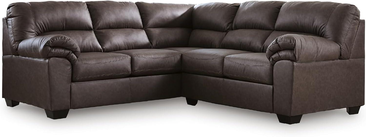 imageSignature Design by Ashley Whitlock LShape LeftArm Facing Contemporary Faux Leather 3Piece Sectional with Removable Cushion Dark BrownUmber