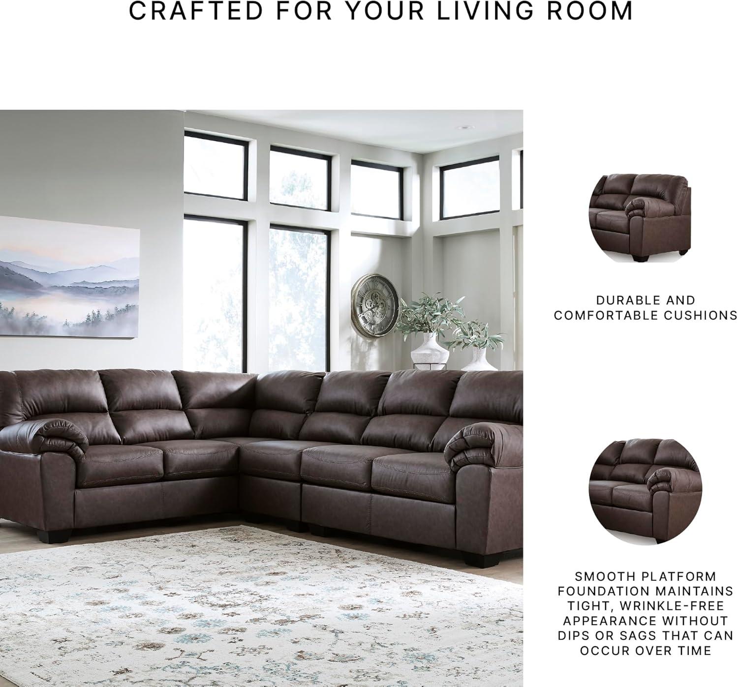 imageSignature Design by Ashley Whitlock LShape LeftArm Facing Contemporary Faux Leather 3Piece Sectional with Removable Cushion Dark BrownUmber