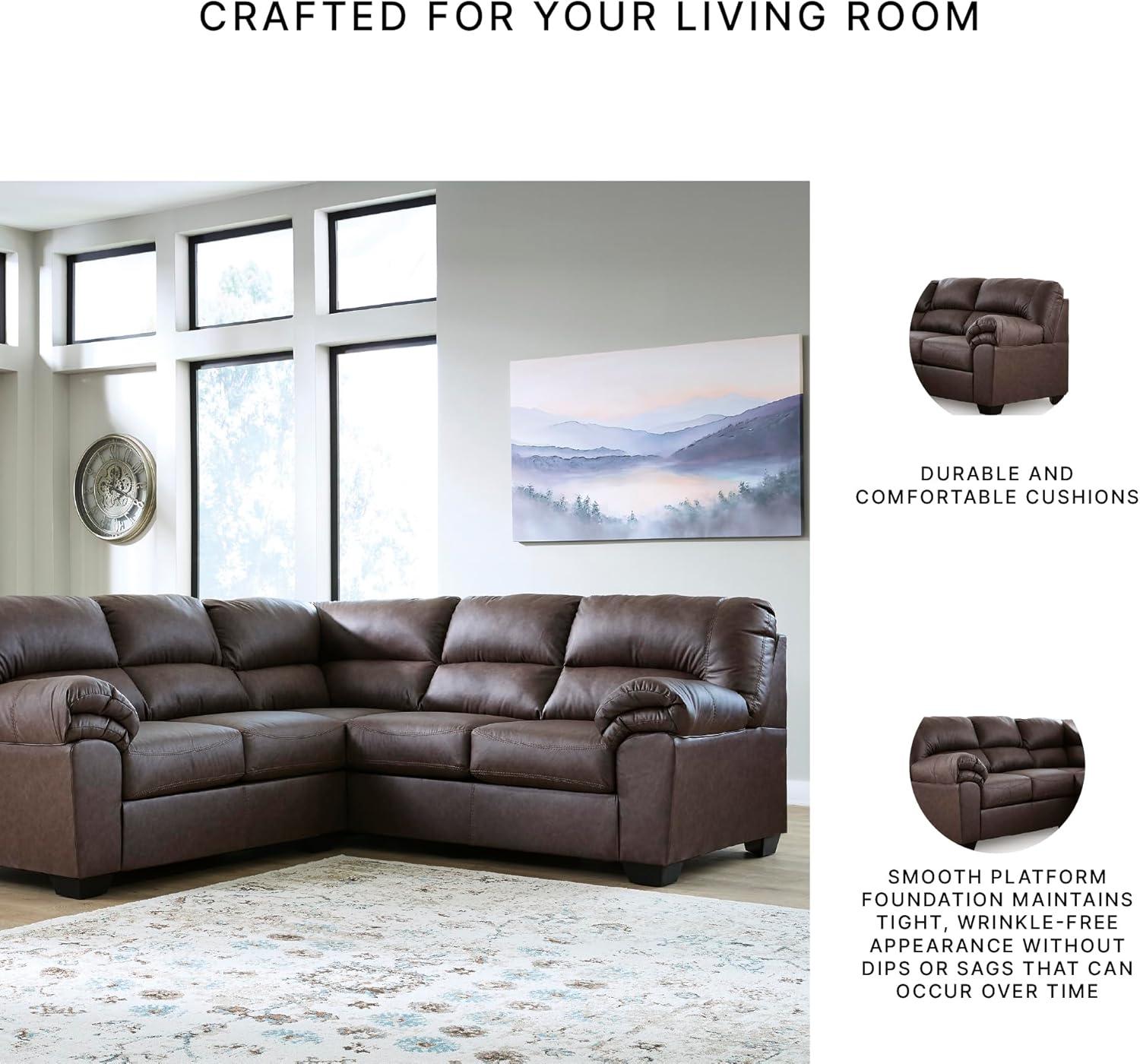 imageSignature Design by Ashley Whitlock LShape LeftArm Facing Contemporary Faux Leather 3Piece Sectional with Removable Cushion Dark BrownUmber