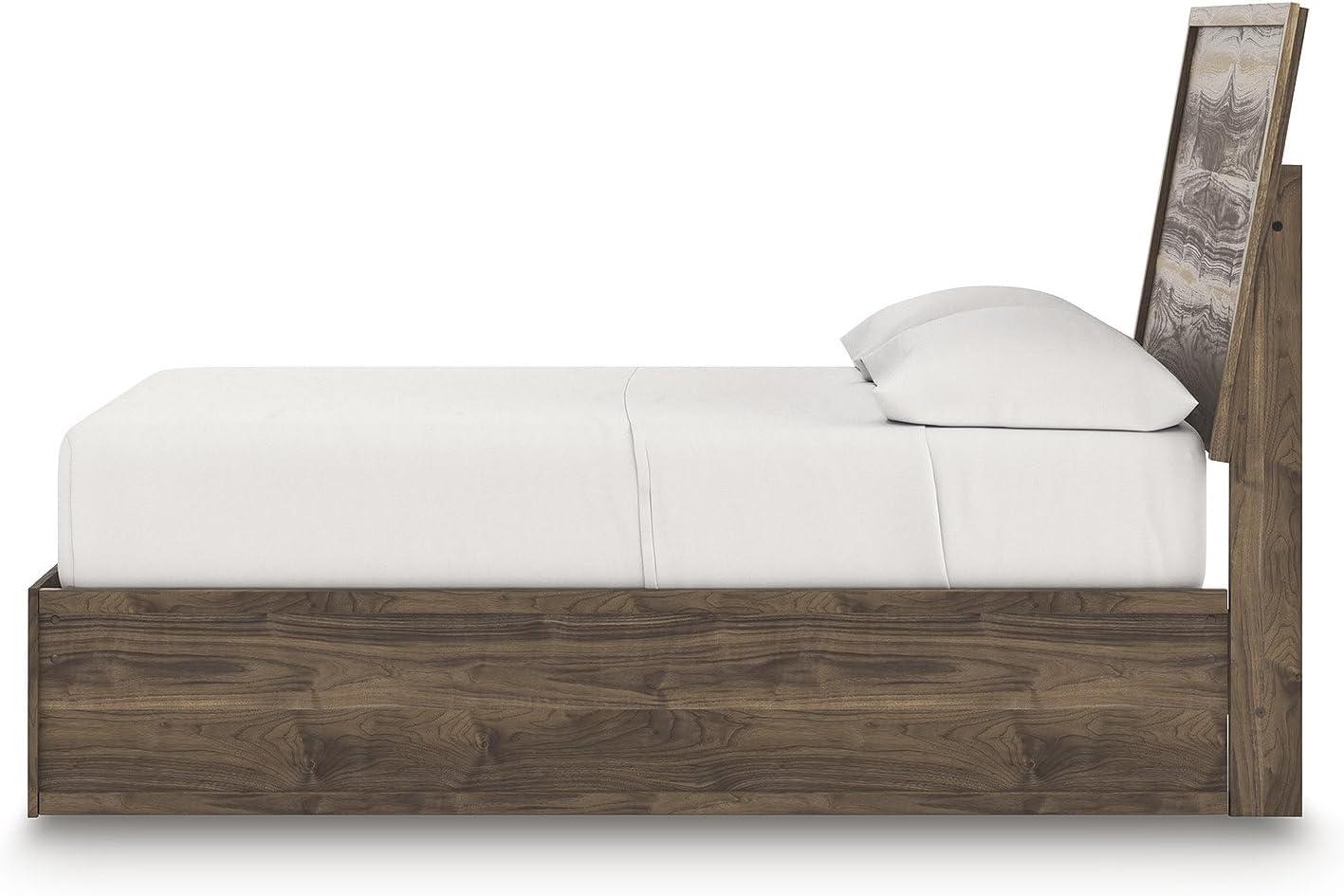 imageSignature Design by Ashley Zadilyn MidCentury Modern Panel Platform Bed with Storage Foundation or Box Spring Not Needed Twin Dark BrownFull Panel Bed