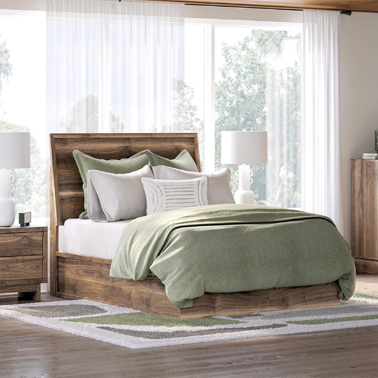 imageSignature Design by Ashley Zadilyn MidCentury Modern Panel Platform Bed with Storage Foundation or Box Spring Not Needed Twin Dark BrownFull Panel Bed