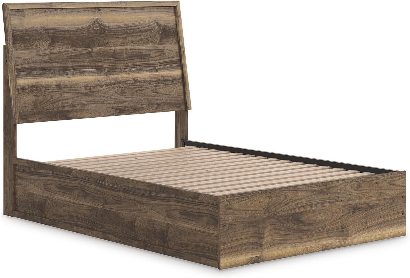 imageSignature Design by Ashley Zadilyn MidCentury Modern Panel Platform Bed with Storage Foundation or Box Spring Not Needed Twin Dark BrownFull Panel Bed